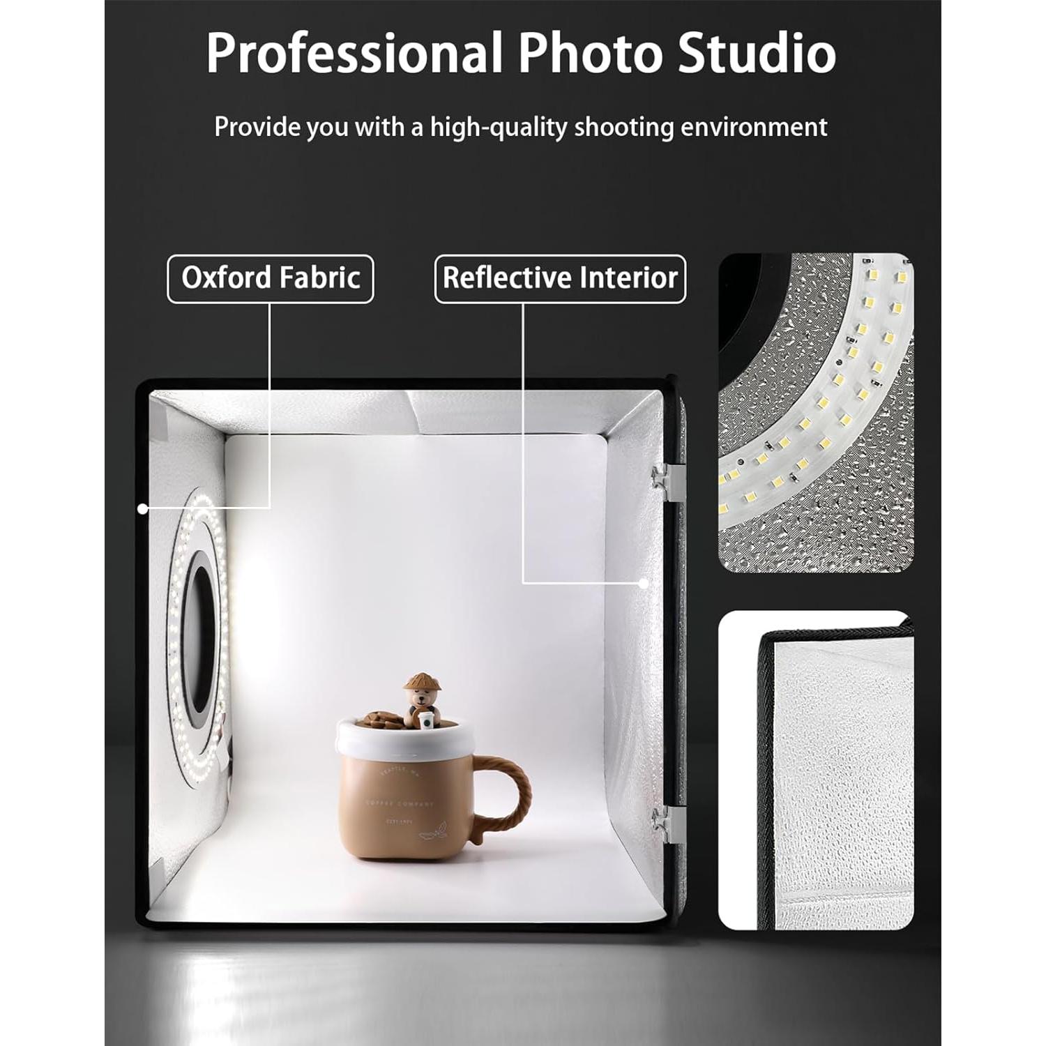 Caja de Luz Fotográfica DUCLUS 10"x10" con 104 LED y 6 Fondos