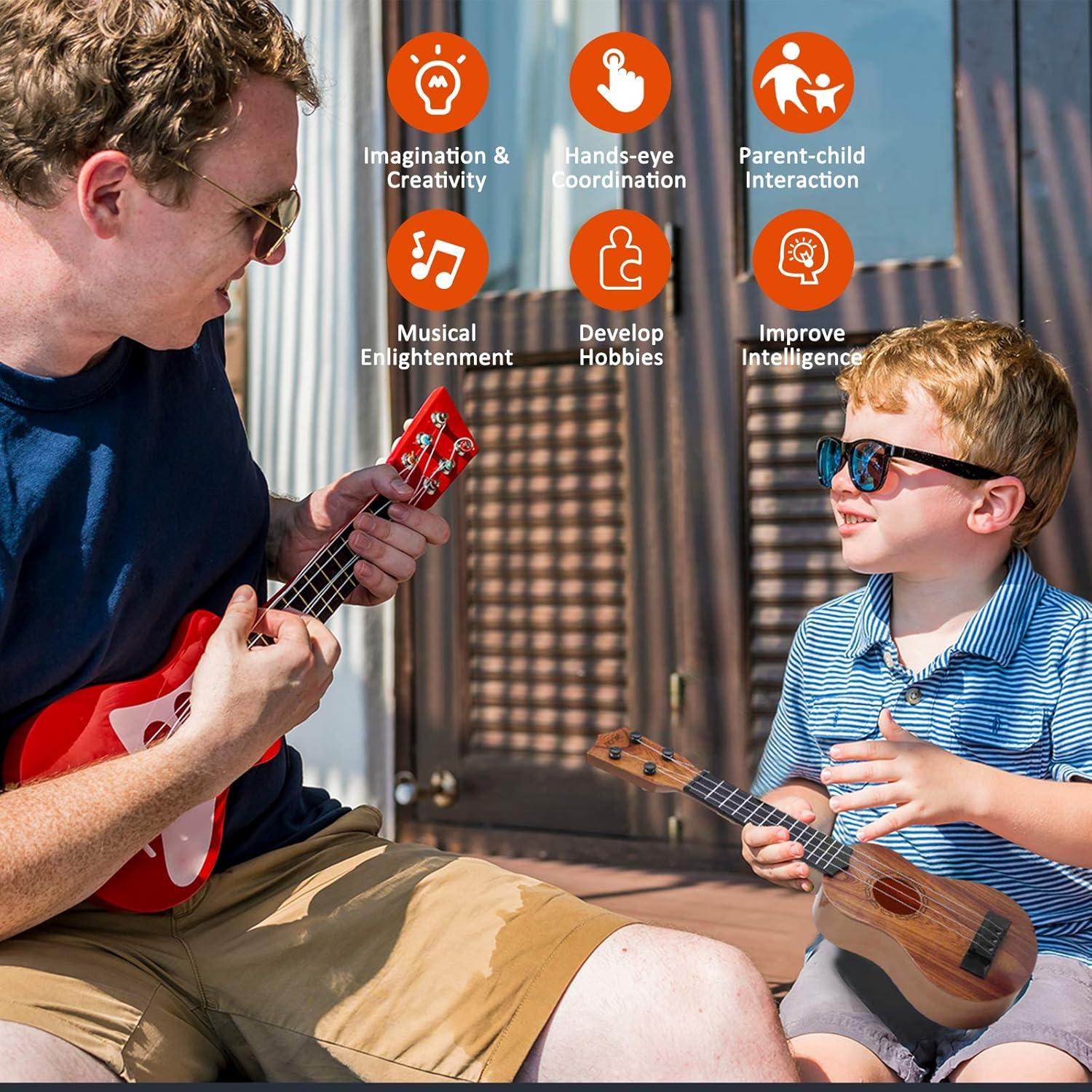 Ukelele Infantil QDH 43 cm 4 Cuerdas de Acero Color Madera