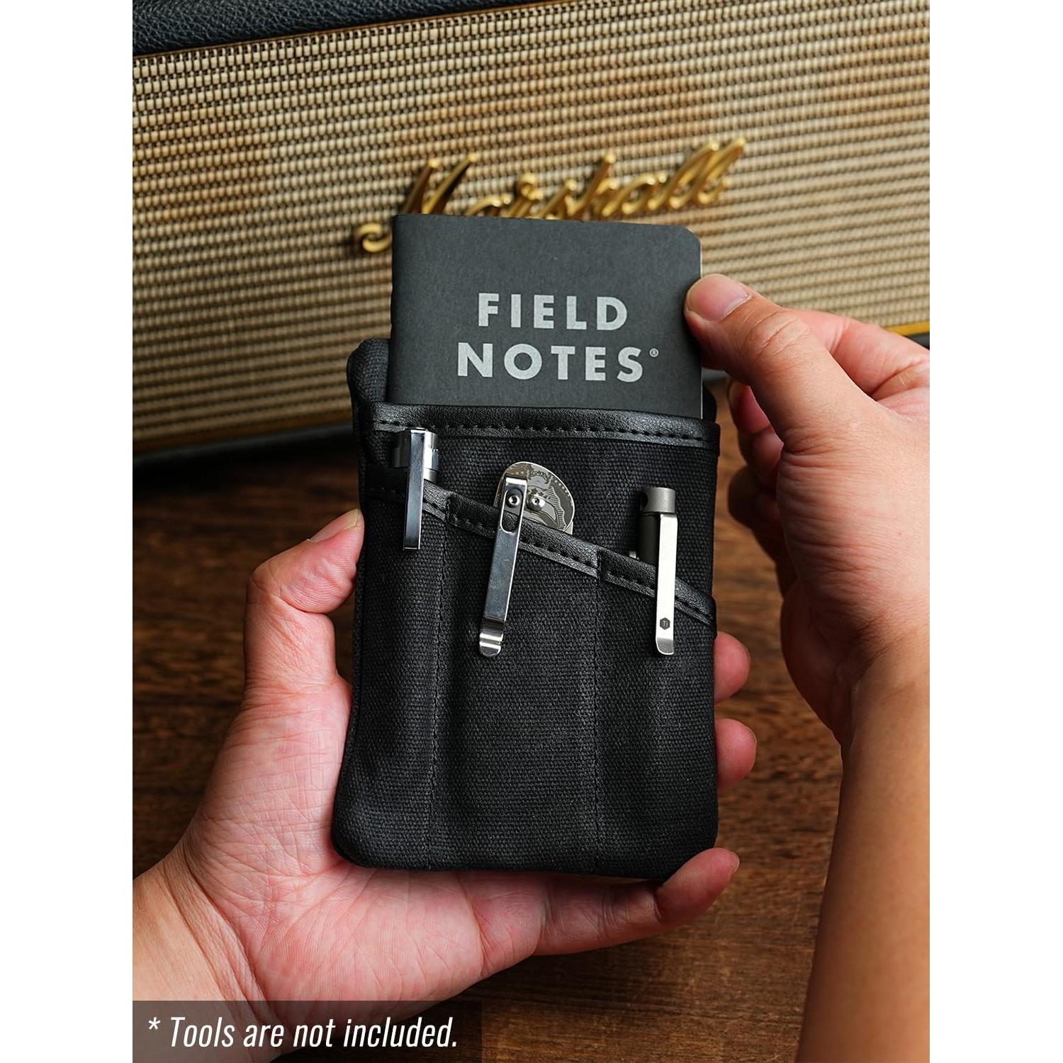 Organizador EDC Sayram SP6 de Lona Encerada Negro 6 Bolsillos