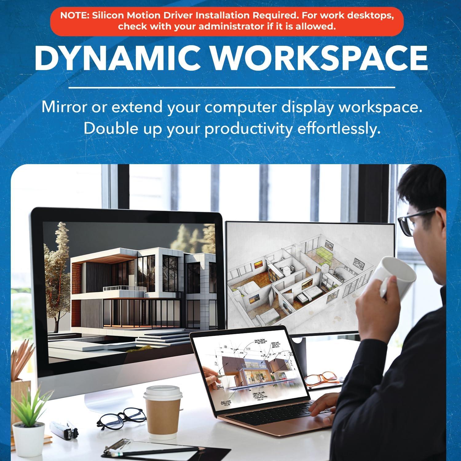 OREI Adaptador HDMI Doble Monitor 4K USB-C y USB-A