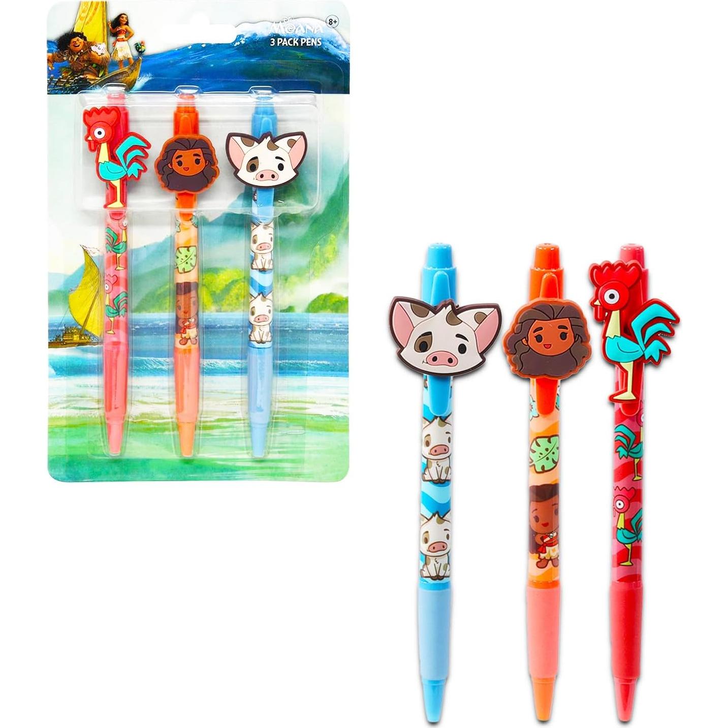Conjunto Fiesta Disney Moana 6 Bolígrafos y Pegatinas