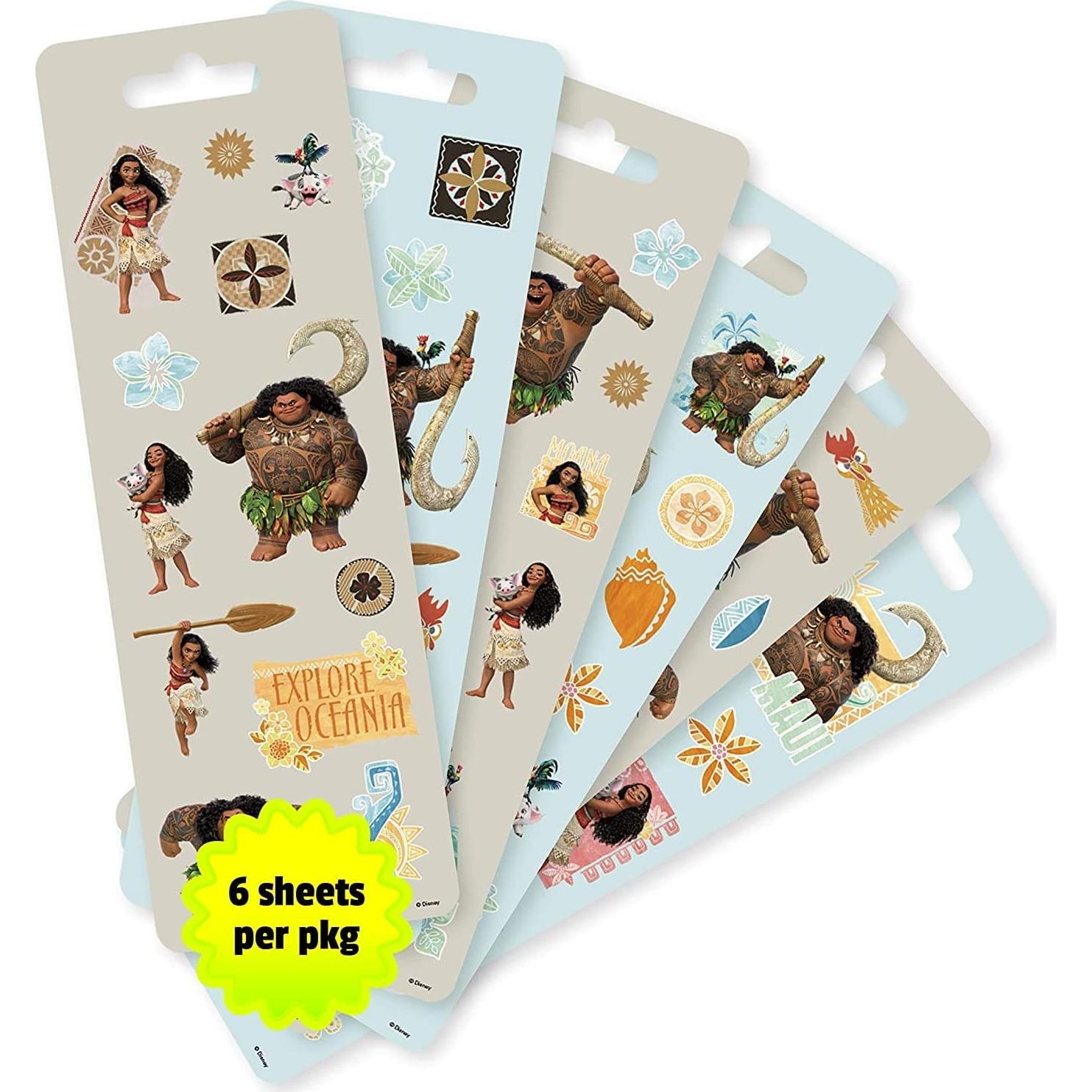 Conjunto Fiesta Disney Moana 6 Bolígrafos y Pegatinas