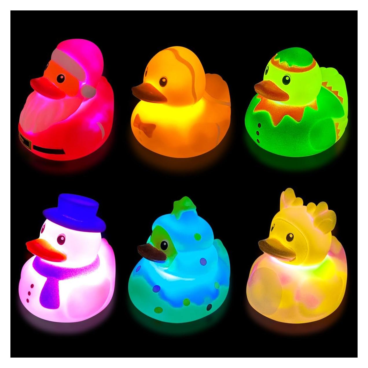 Juguetes de Baño Patos Iluminados Jofan - 6 Piezas Navidad