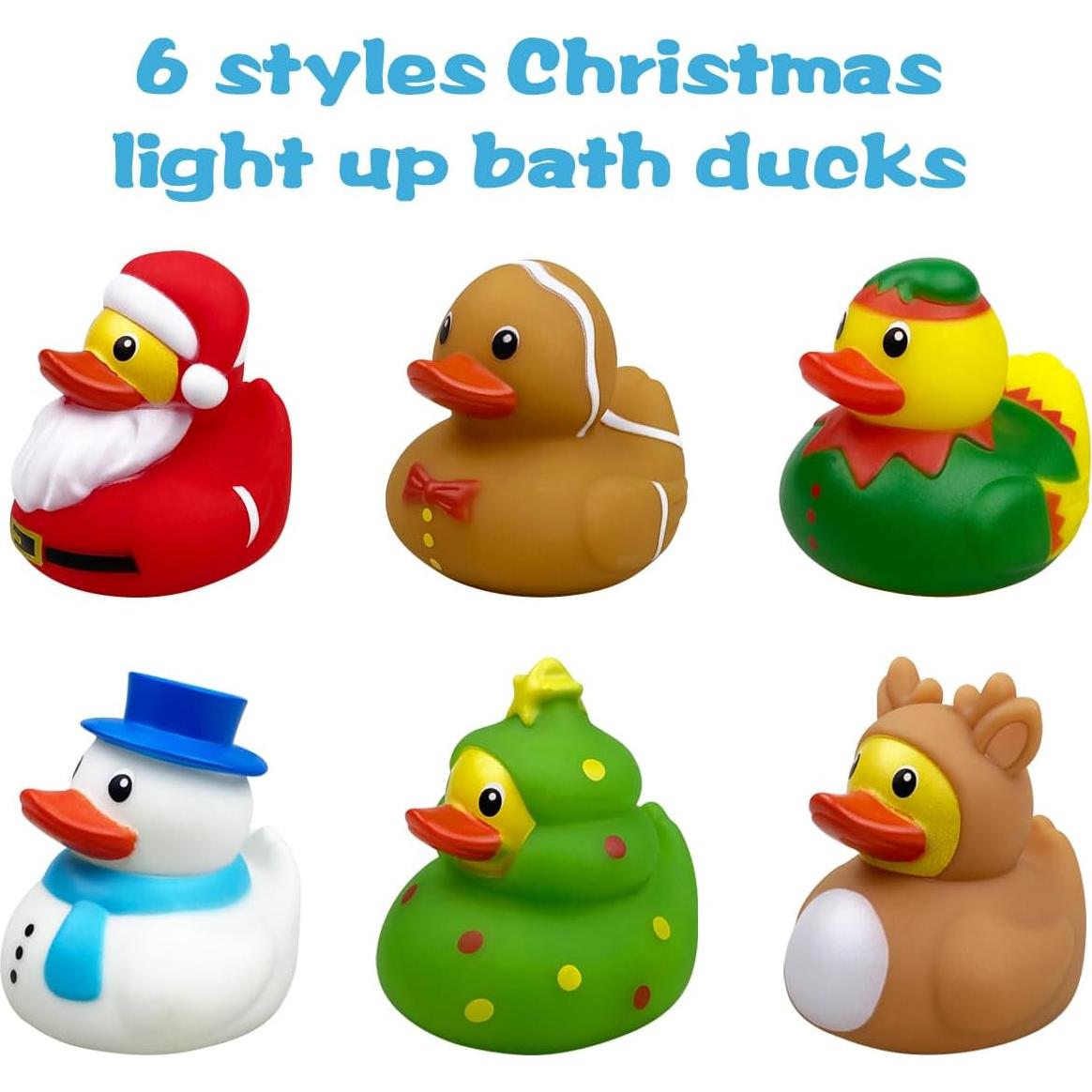 Juguetes de Baño Patos Iluminados Jofan - 6 Piezas Navidad