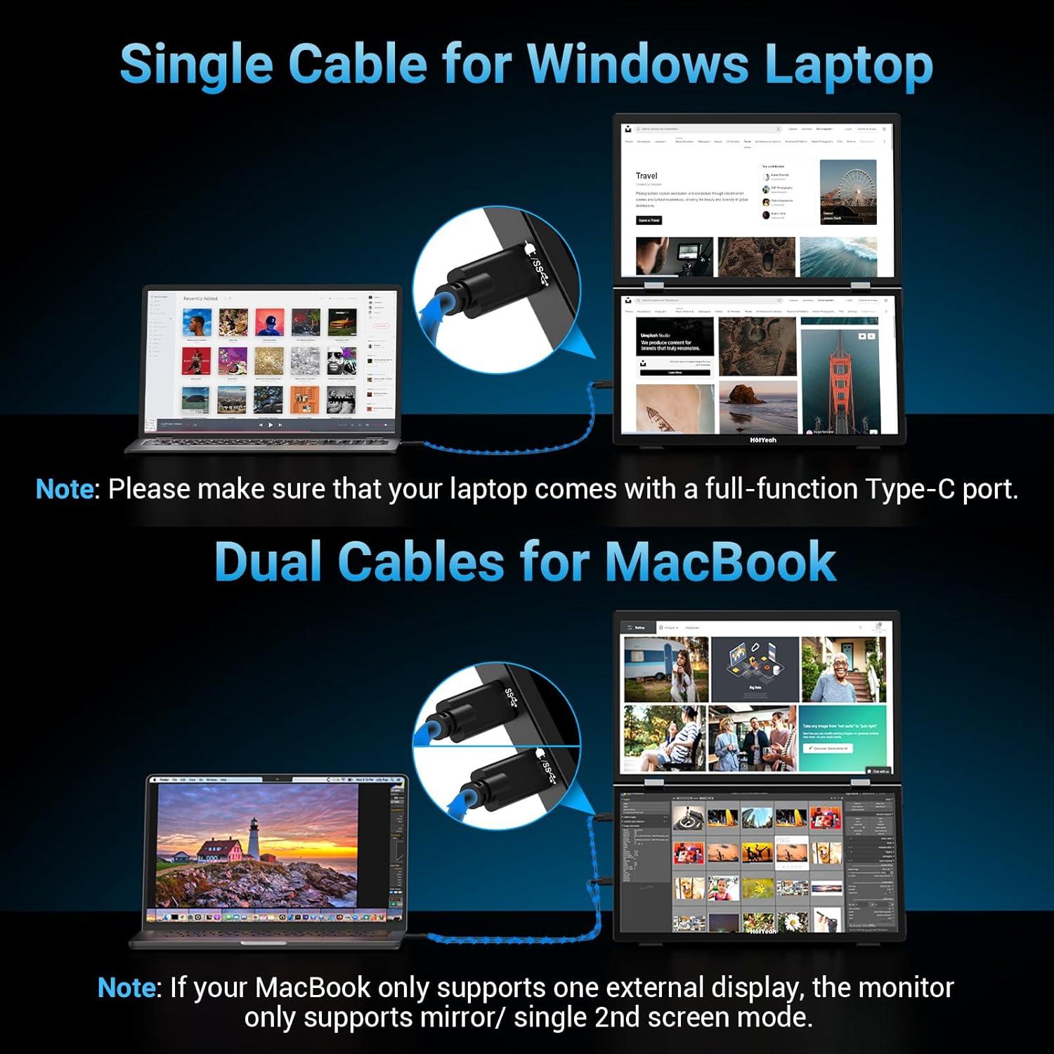 Extensor de Pantalla Triple HotYeah 15.6" 1080P USB-C HDMI