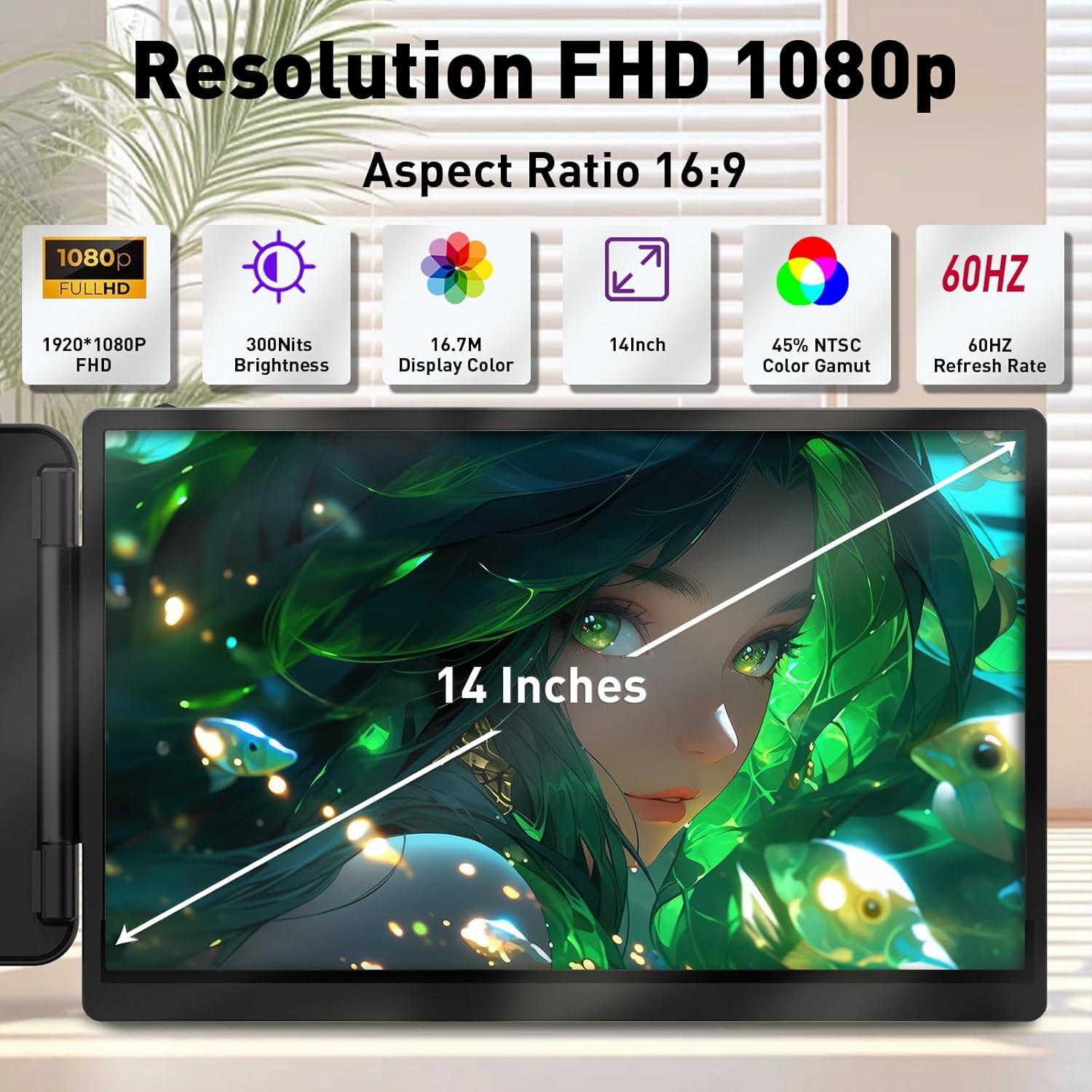 Extensor de Monitor TXV S2 14" FHD 1080P para Laptop