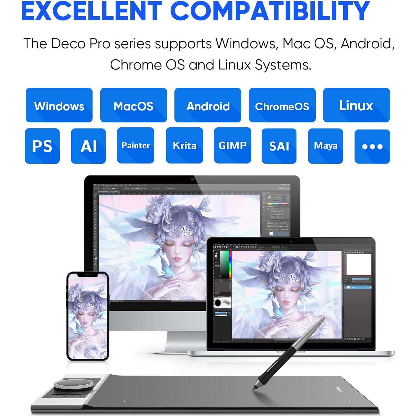 Tableta de Dibujo Inalámbrica XP-PEN Deco Pro MW 11" 8 Teclas