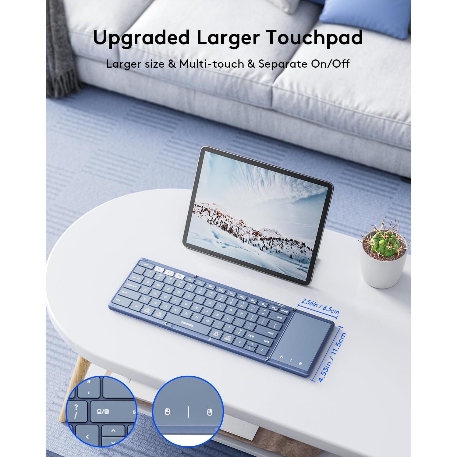 Teclado Bluetooth Plegable Samsers con Touchpad, Azul