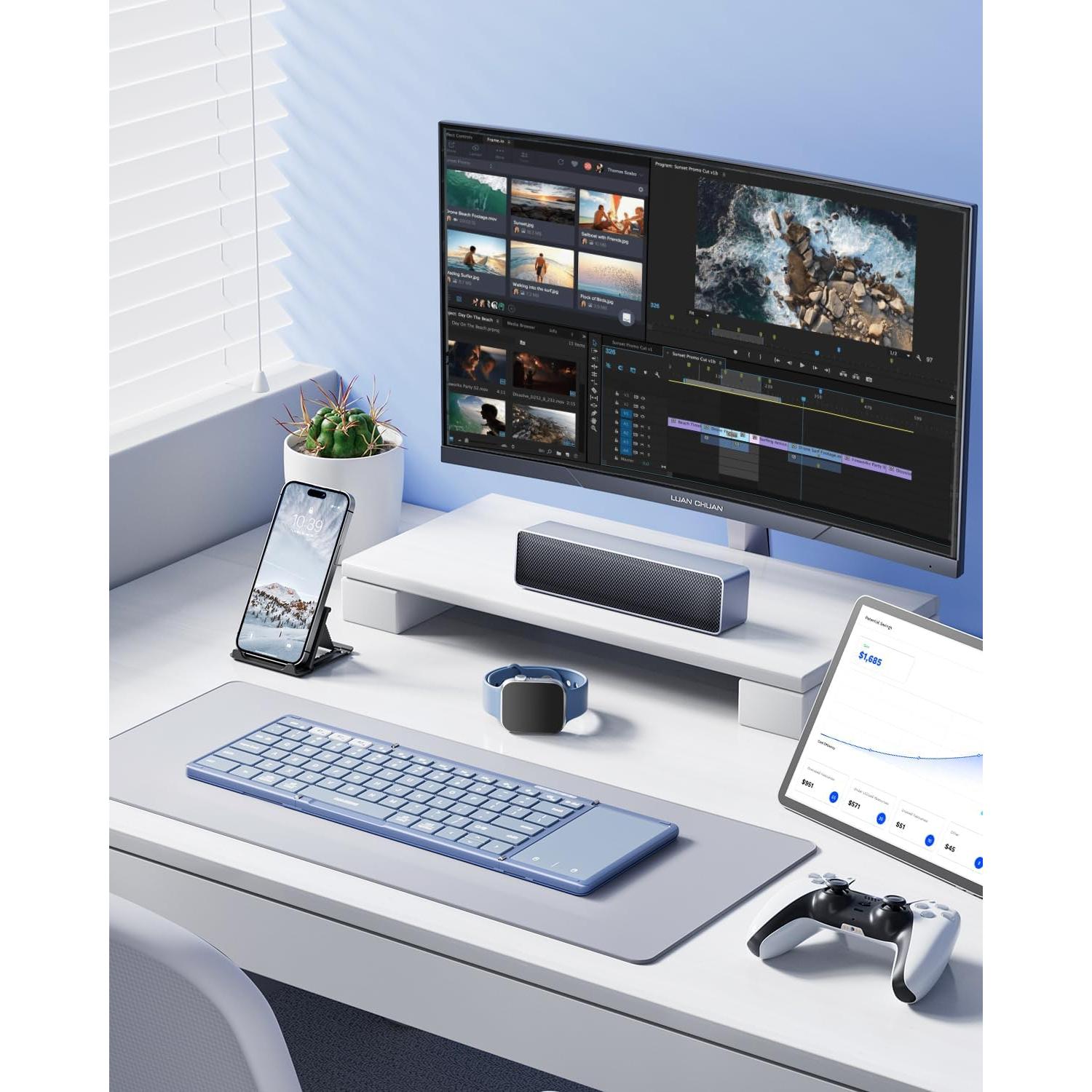 Teclado Bluetooth Plegable Samsers con Touchpad, Azul