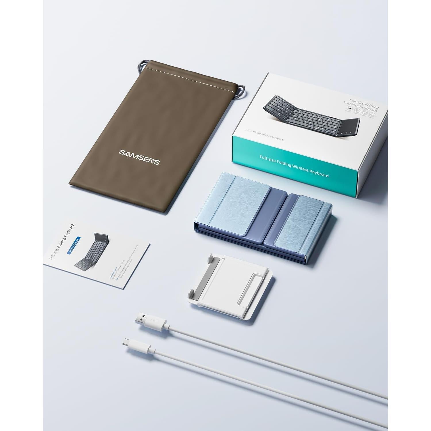 Teclado Bluetooth Plegable Samsers con Touchpad, Azul