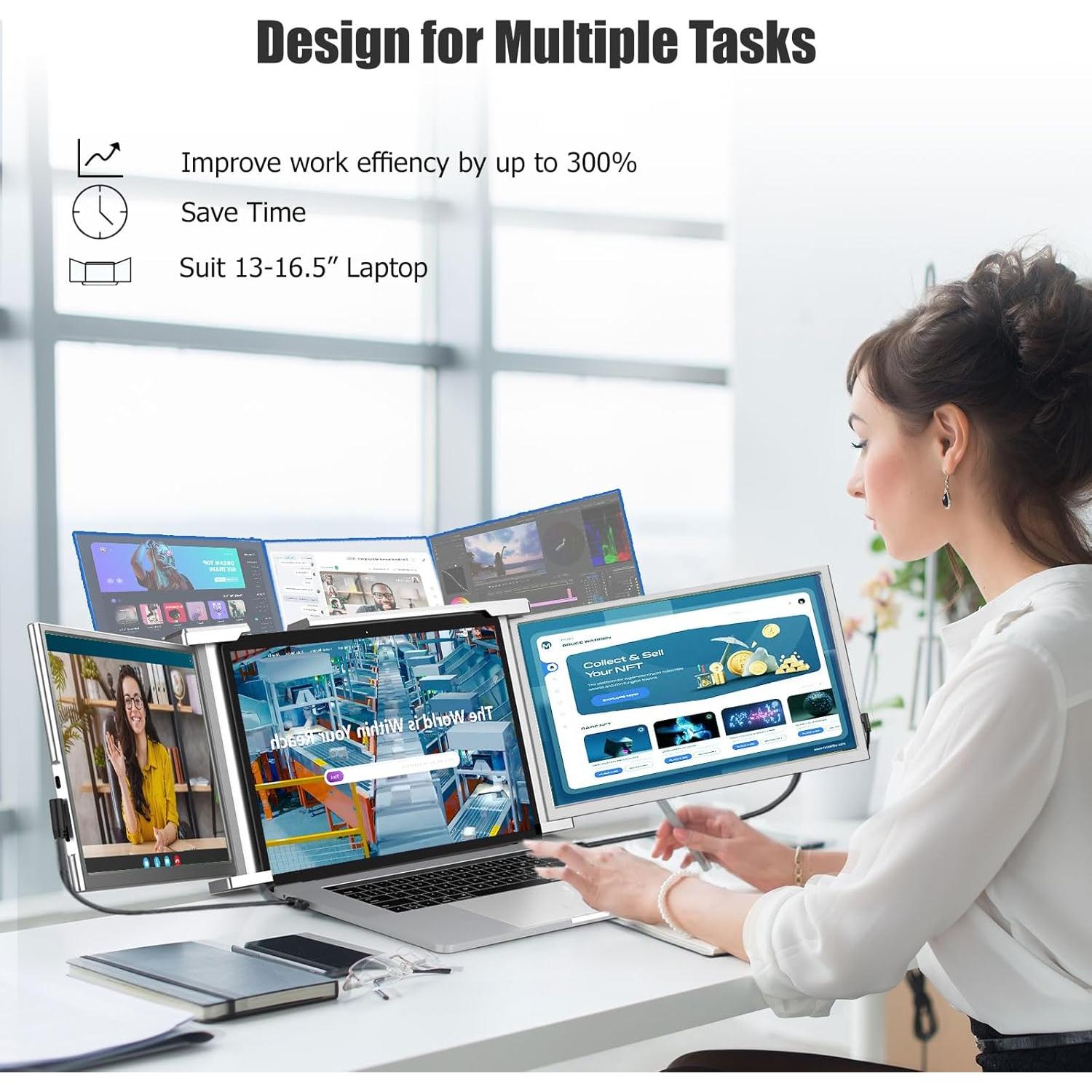 Extensor de Pantalla FHH S1 14" FHD 1080P Doble Portátil