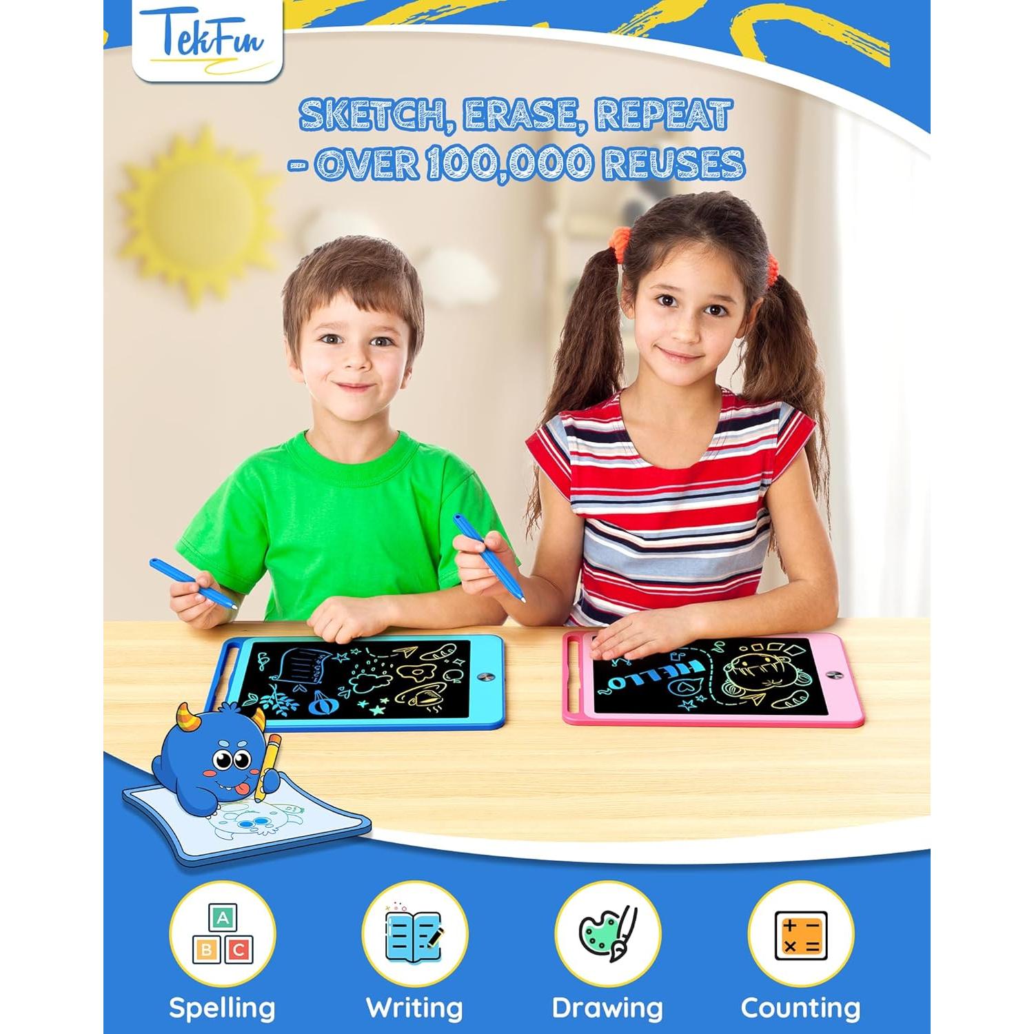 Tableta de Escritura LCD TEKFUN 10" Azul y Rosa - 2 Pack