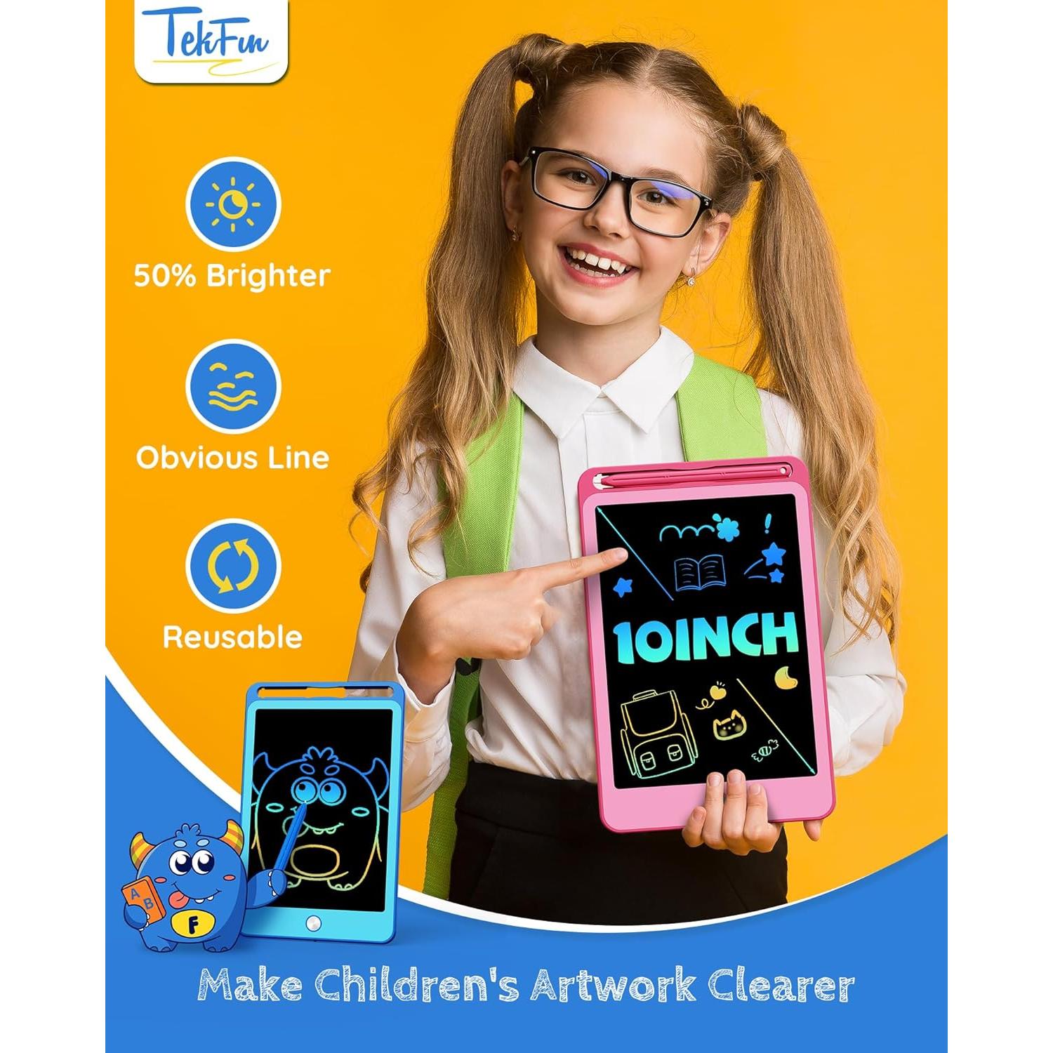 Tableta de Escritura LCD TEKFUN 10" Azul y Rosa - 2 Pack