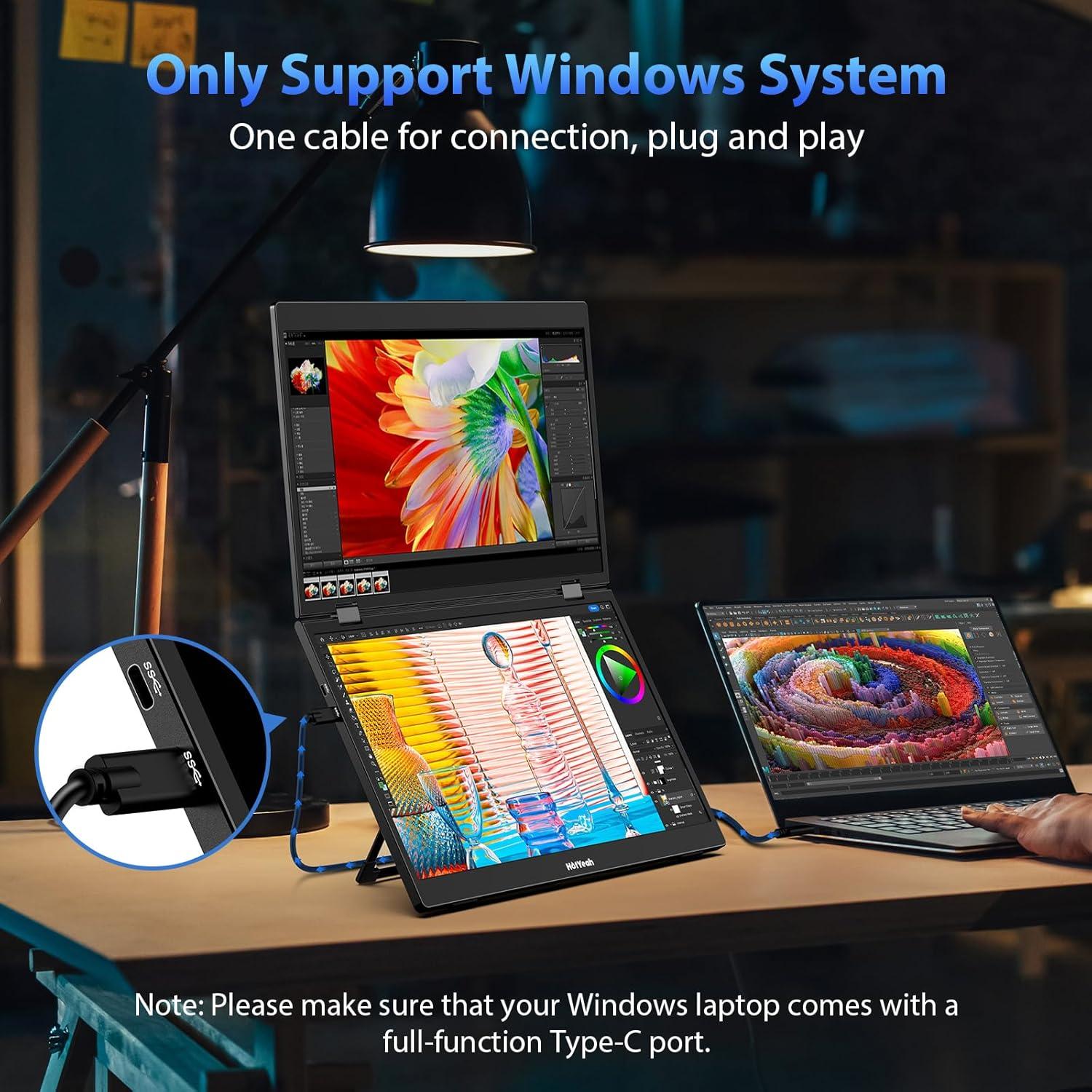 Extensor de Pantalla Triple HotYeah 15.6" FHD USB-C Plegable