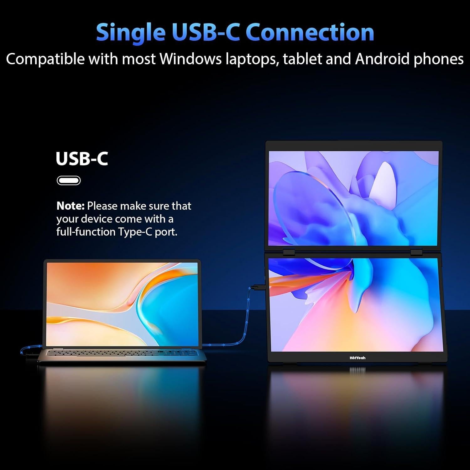 Extensor de Pantalla Triple HotYeah 15.6" FHD USB-C Plegable