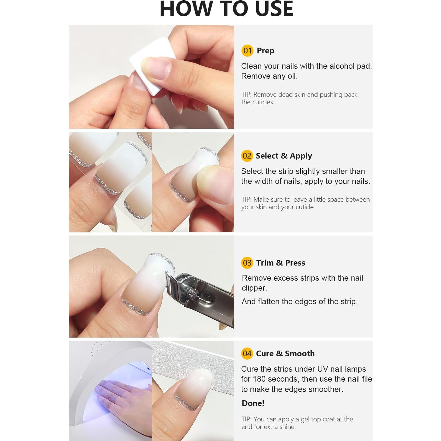 Tiras de Uñas de Gel Semi-Curado AutyaMee 20 Piezas Calidad Salón