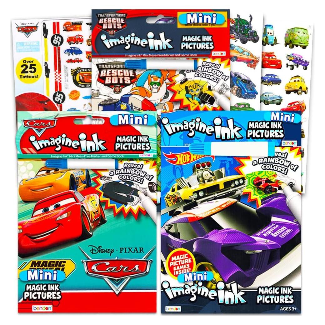 Conjunto de Libros de Colorear Disney Cars y Hot Wheels - 3 Pzs