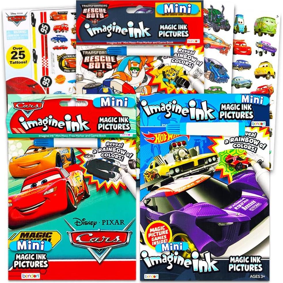 Conjunto de Libros de Colorear Disney Cars y Hot Wheels - 3 Pzs