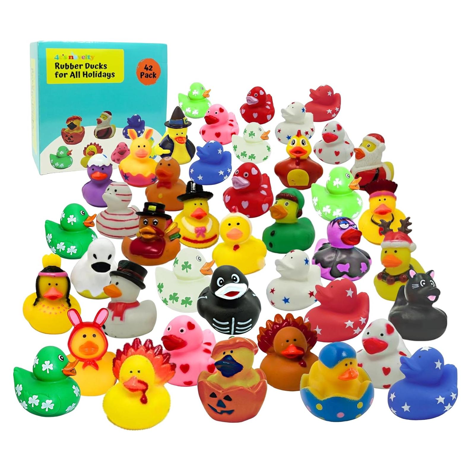 Patitos de Goma 4E - Paquete de 42 para Fiestas y Juguetes de Baño