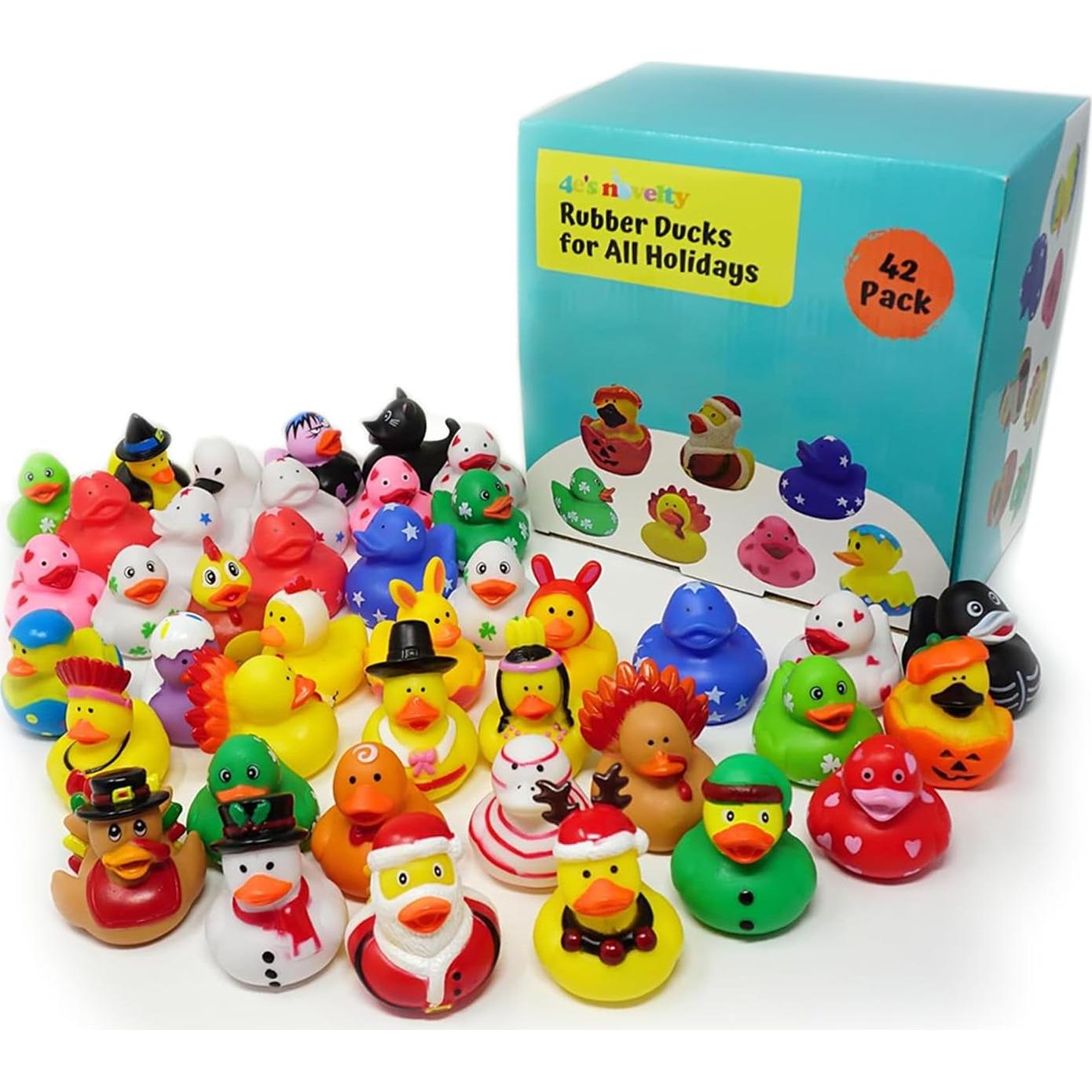 Patitos de Goma 4E - Paquete de 42 para Fiestas y Juguetes de Baño