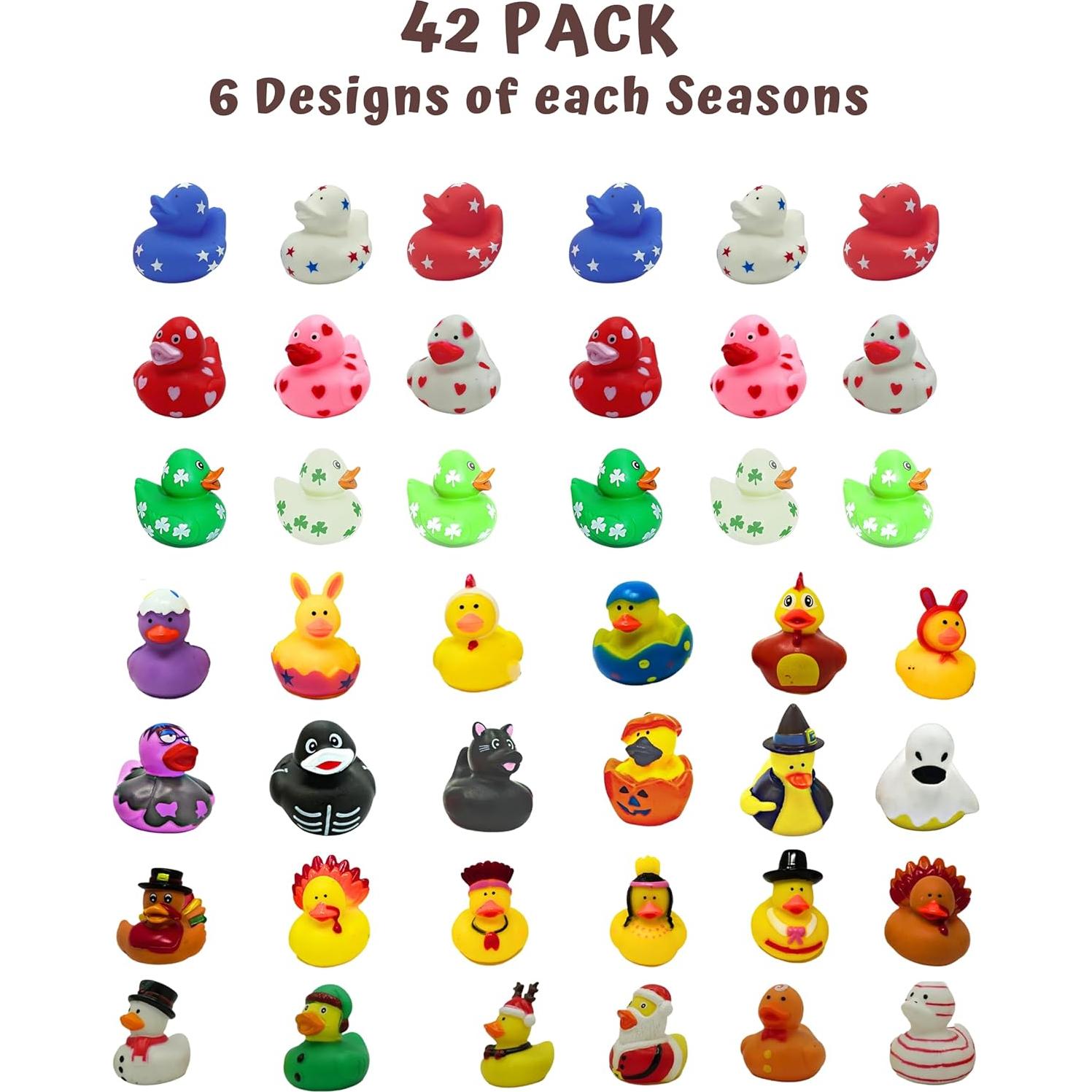 Patitos de Goma 4E - Paquete de 42 para Fiestas y Juguetes de Baño