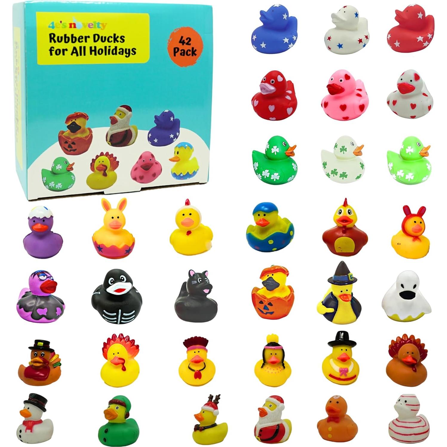 Patitos de Goma 4E - Paquete de 42 para Fiestas y Juguetes de Baño