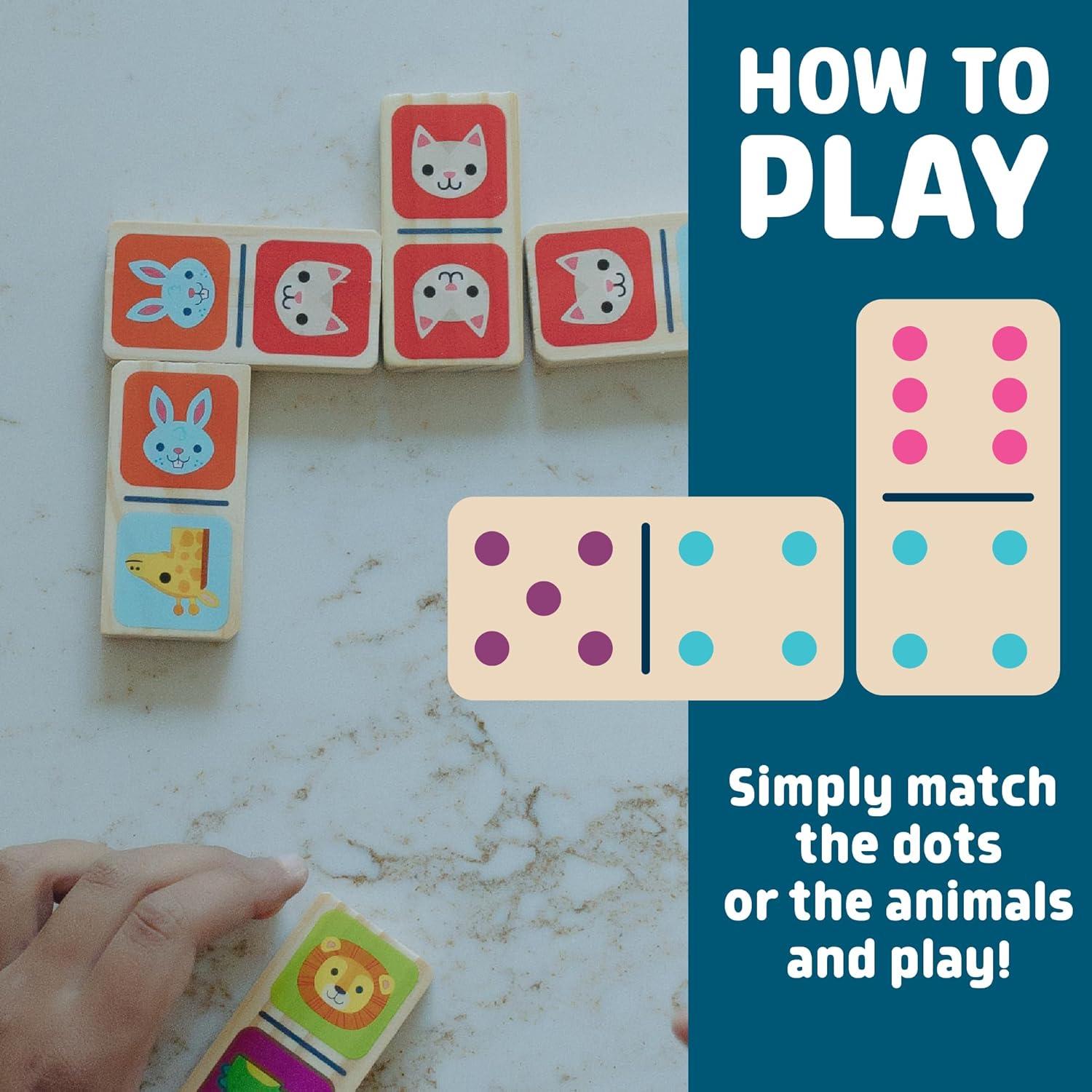 Juego de Dominó Doble Cara Chuckle & Roar - 28 Piezas de Madera