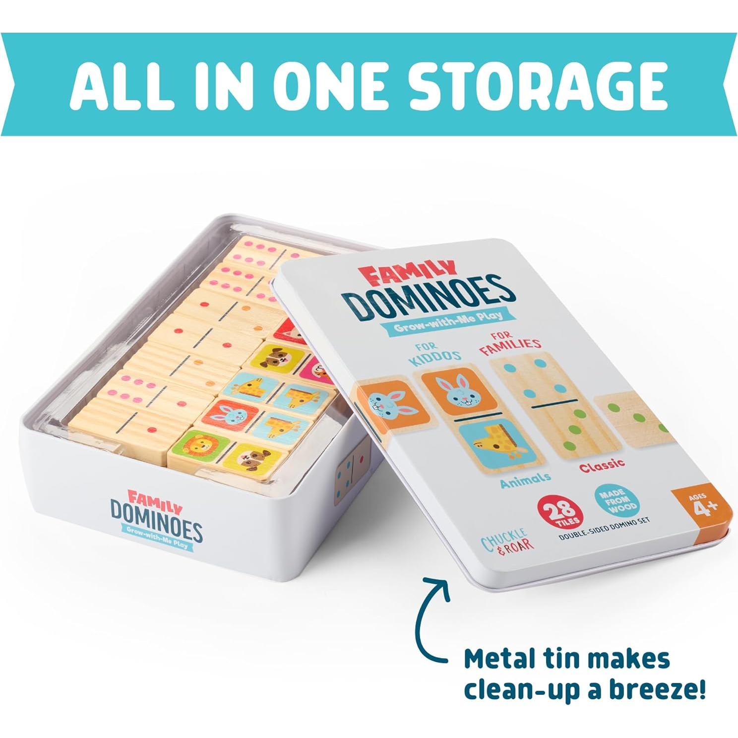 Juego de Dominó Doble Cara Chuckle & Roar - 28 Piezas de Madera