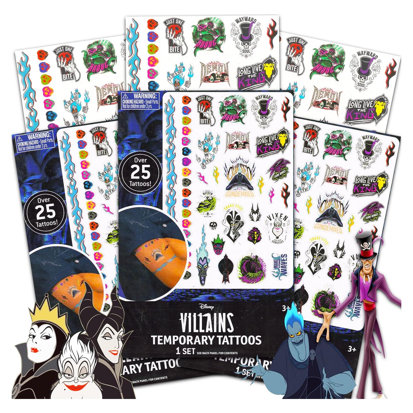 Paquete de 75 Tatuajes Temporales Villanos Disney - Malefica