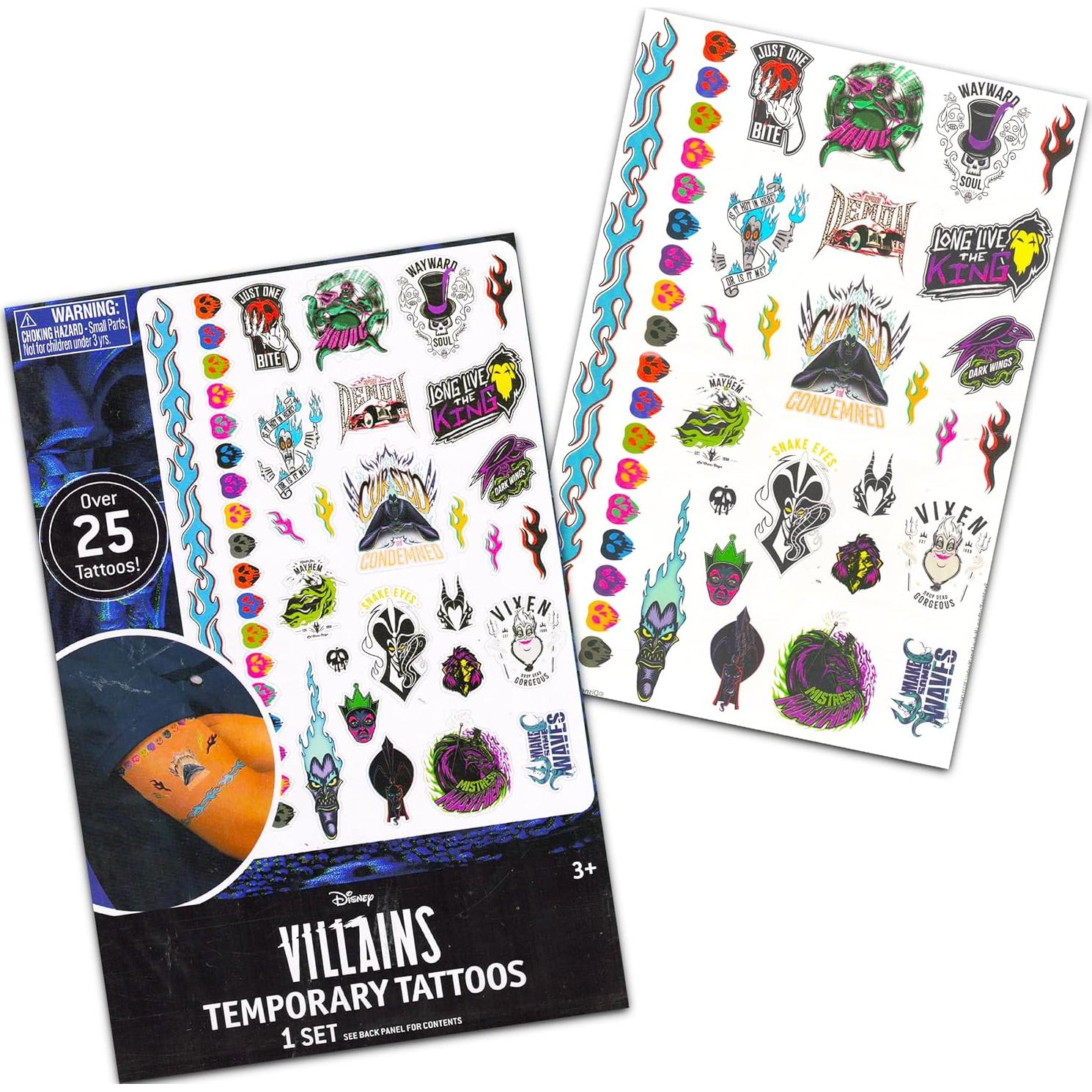 Paquete de 75 Tatuajes Temporales Villanos Disney - Malefica