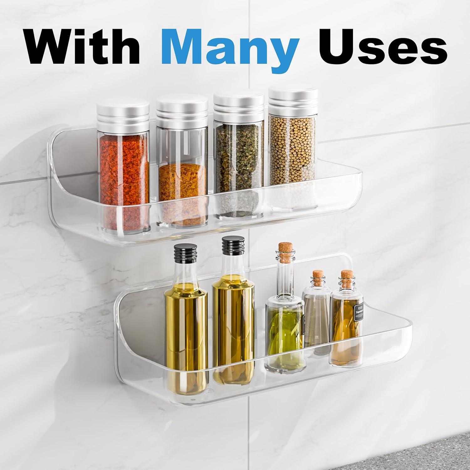 Caddy de Ducha Adhesivo Kawfle, 2 Estantes Acrílicos 23.9x9.1cm