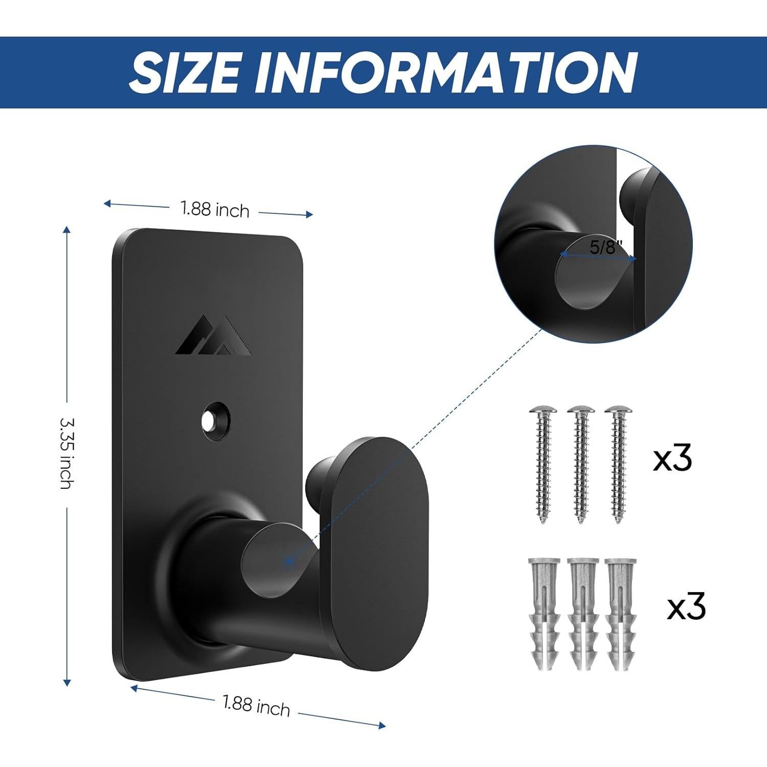 No Drill Curtain Rod Brackets Upgrade 3M Adhesive No Drilling Curtain Rod Holders Renter Friendly Curtain Rod Hooks Nail Free Suitable for Poles 5/8 Inch (2Pcs Black)