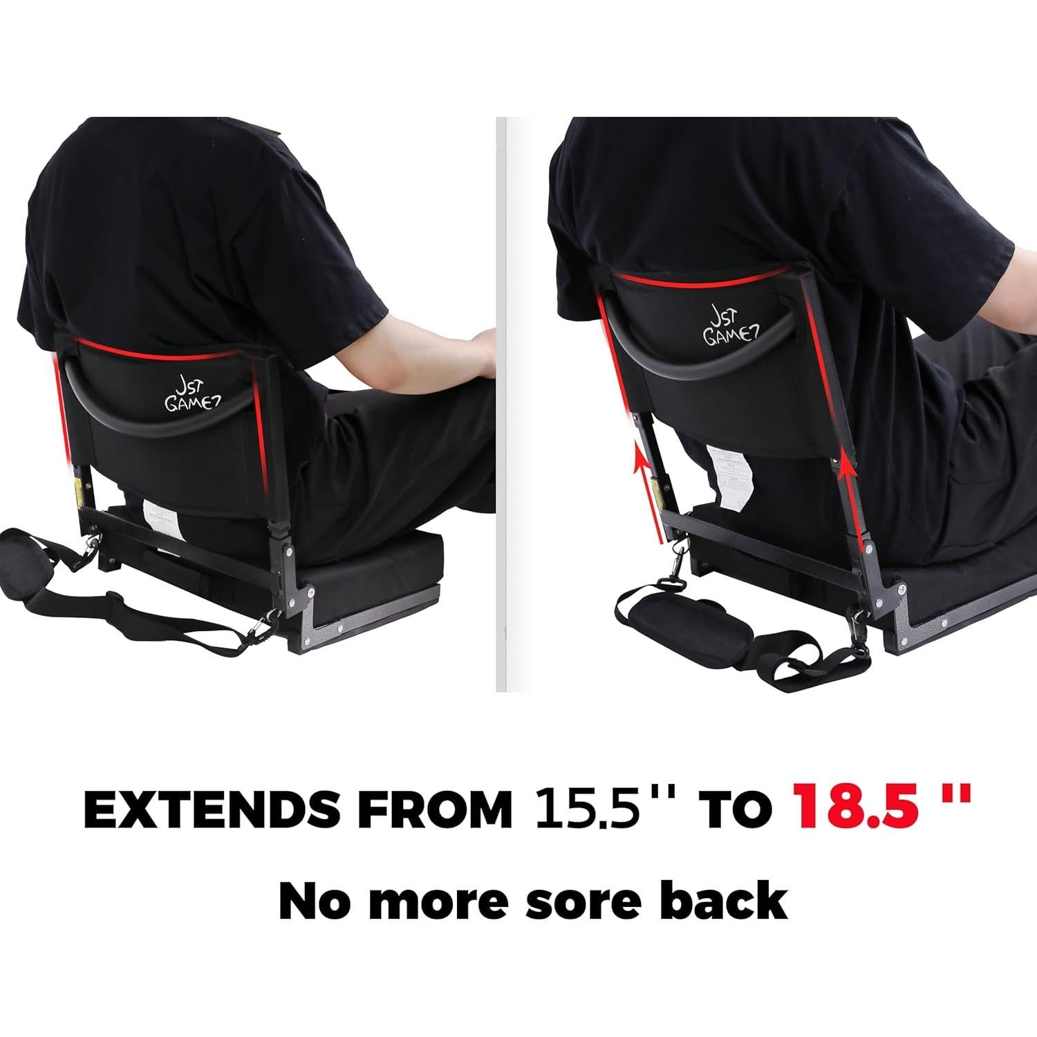 Silla de Estadio Plegable JST GAMEZ ST-01-BK-ULTRA con Respaldo Alto y Cojín