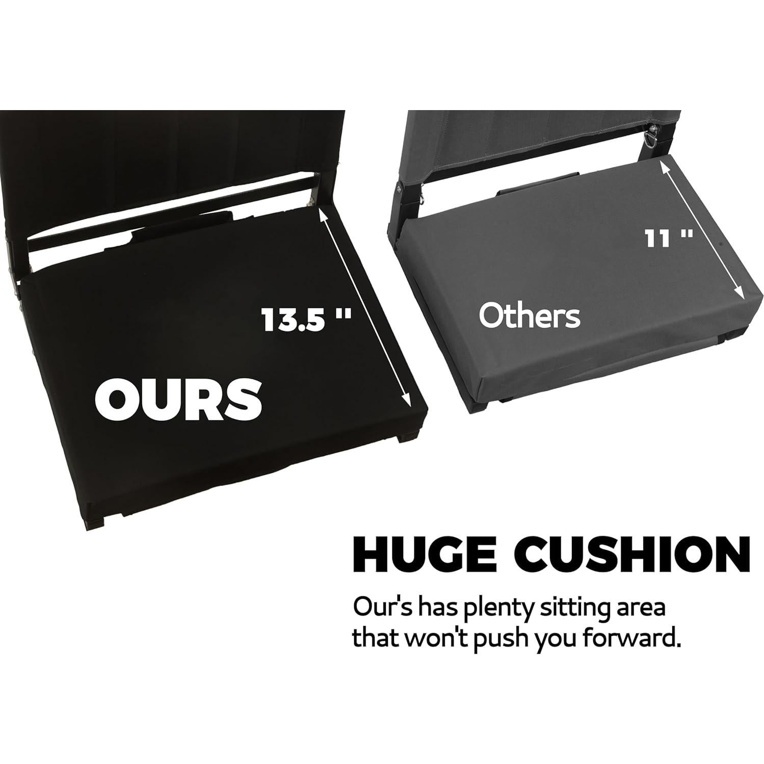 Silla de Estadio Plegable JST GAMEZ ST-01-BK-ULTRA con Respaldo Alto y Cojín