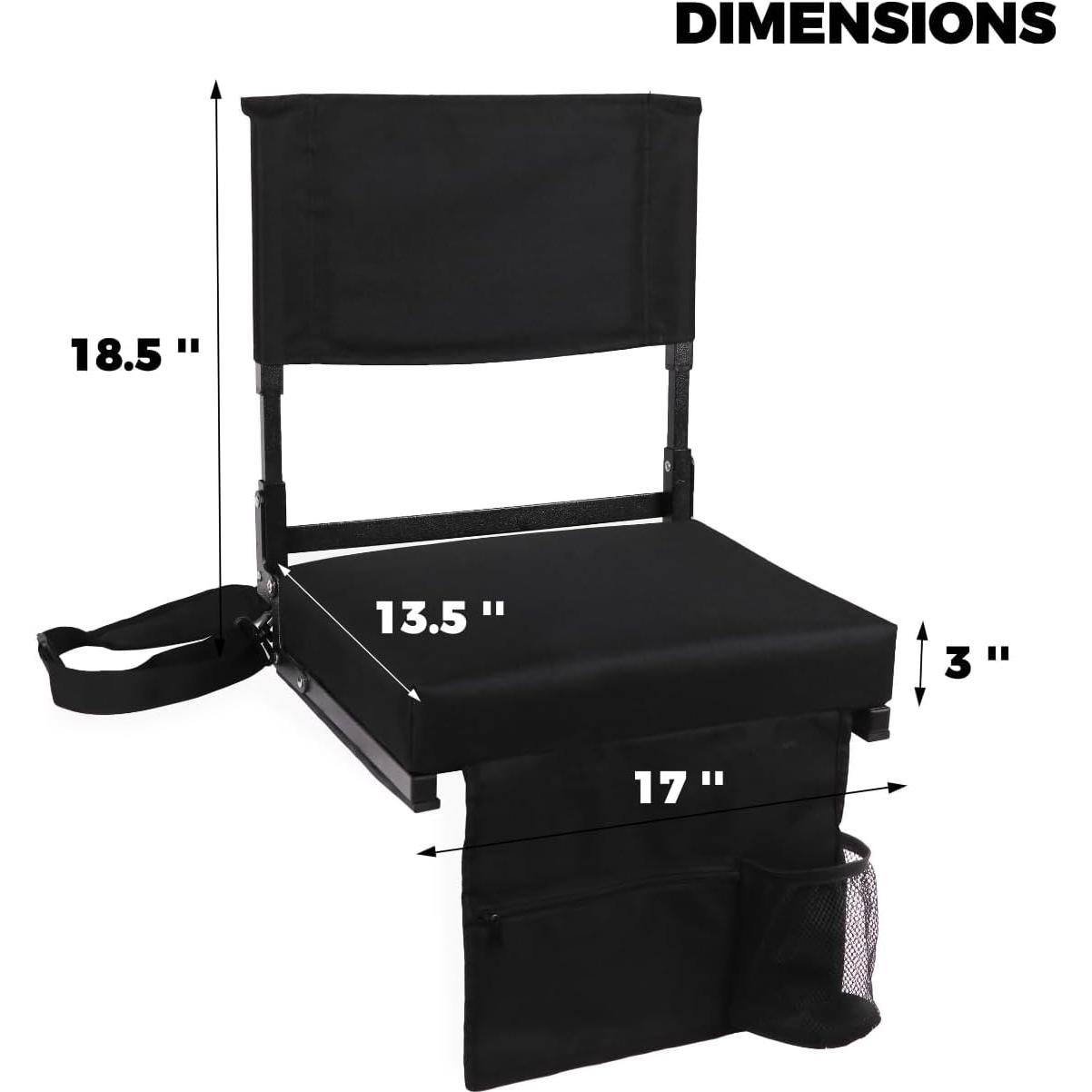 Silla de Estadio Plegable JST GAMEZ ST-01-BK-ULTRA con Respaldo Alto y Cojín