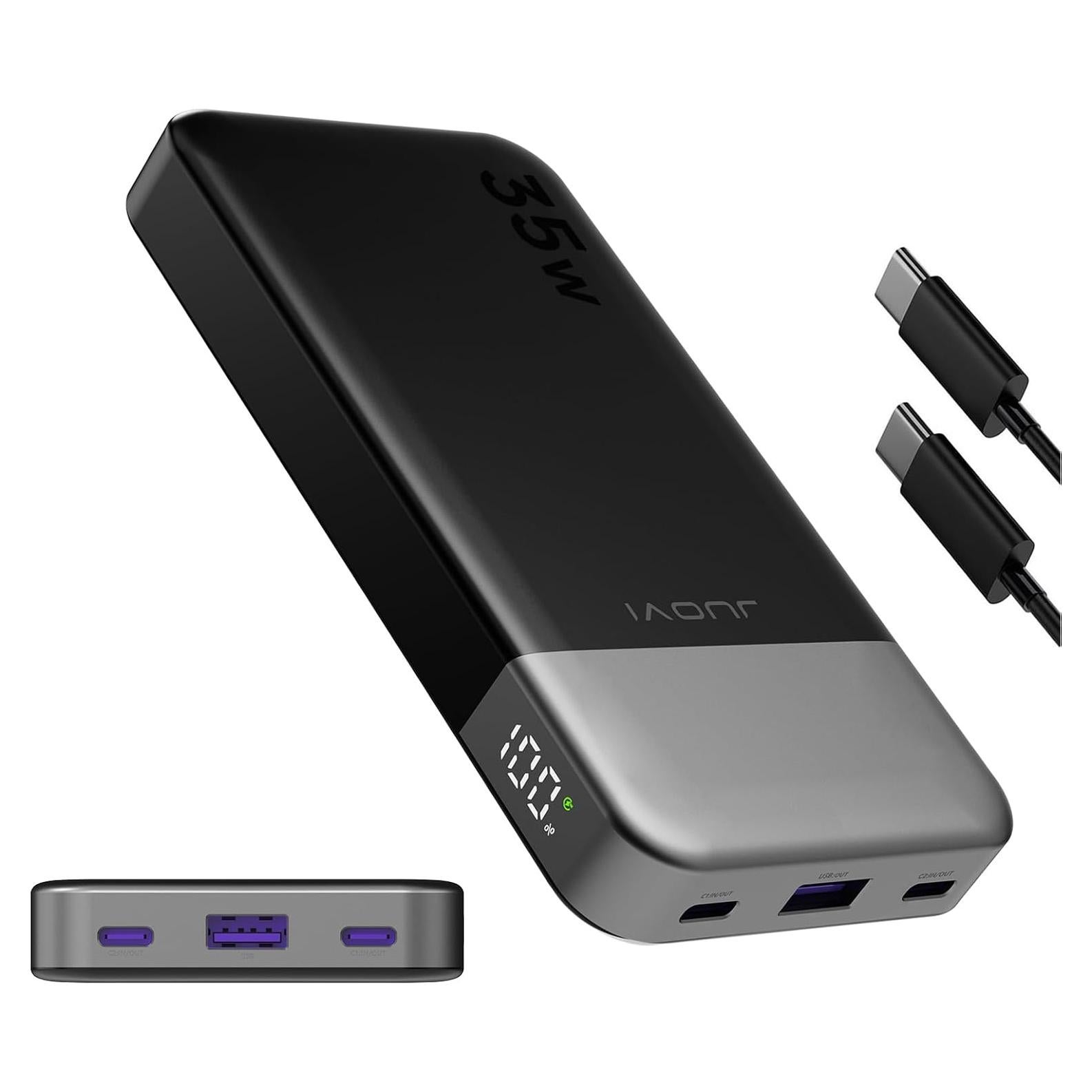 Banco de Poder 10000mAh JUOVI Carga Rápida 35W USB-C Negro