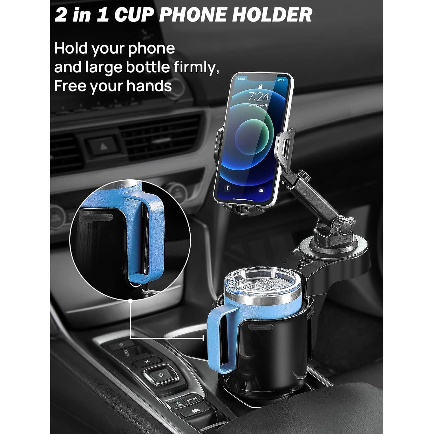 Soporte para teléfono con portavasos JOYTUTUS, 360° ajustable