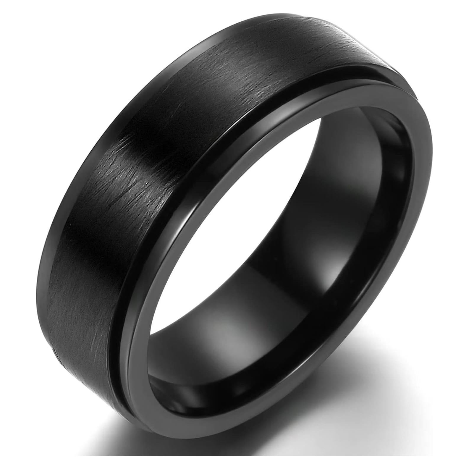 Anillo giratorio de acero inoxidable Adreamz 8 mm negro cepillado
