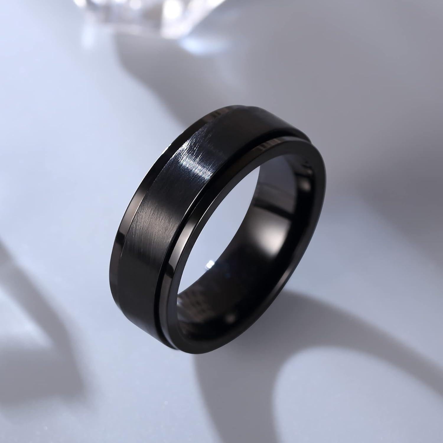 Anillo giratorio de acero inoxidable Adreamz 8 mm negro cepillado