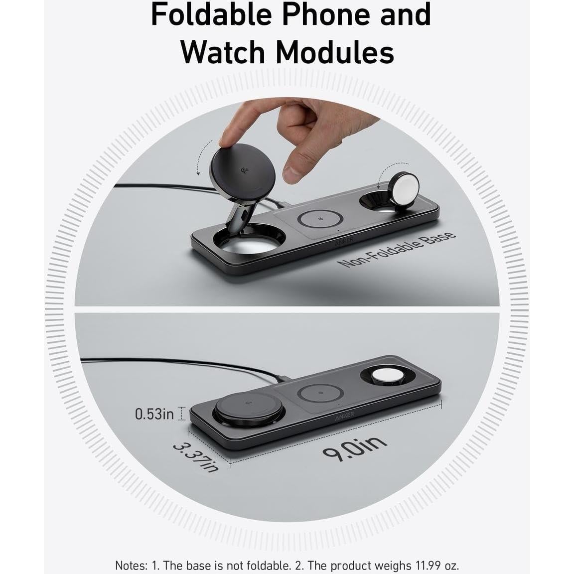 Estación de Carga Inalámbrica 3 en 1 Anker para iPhone 16