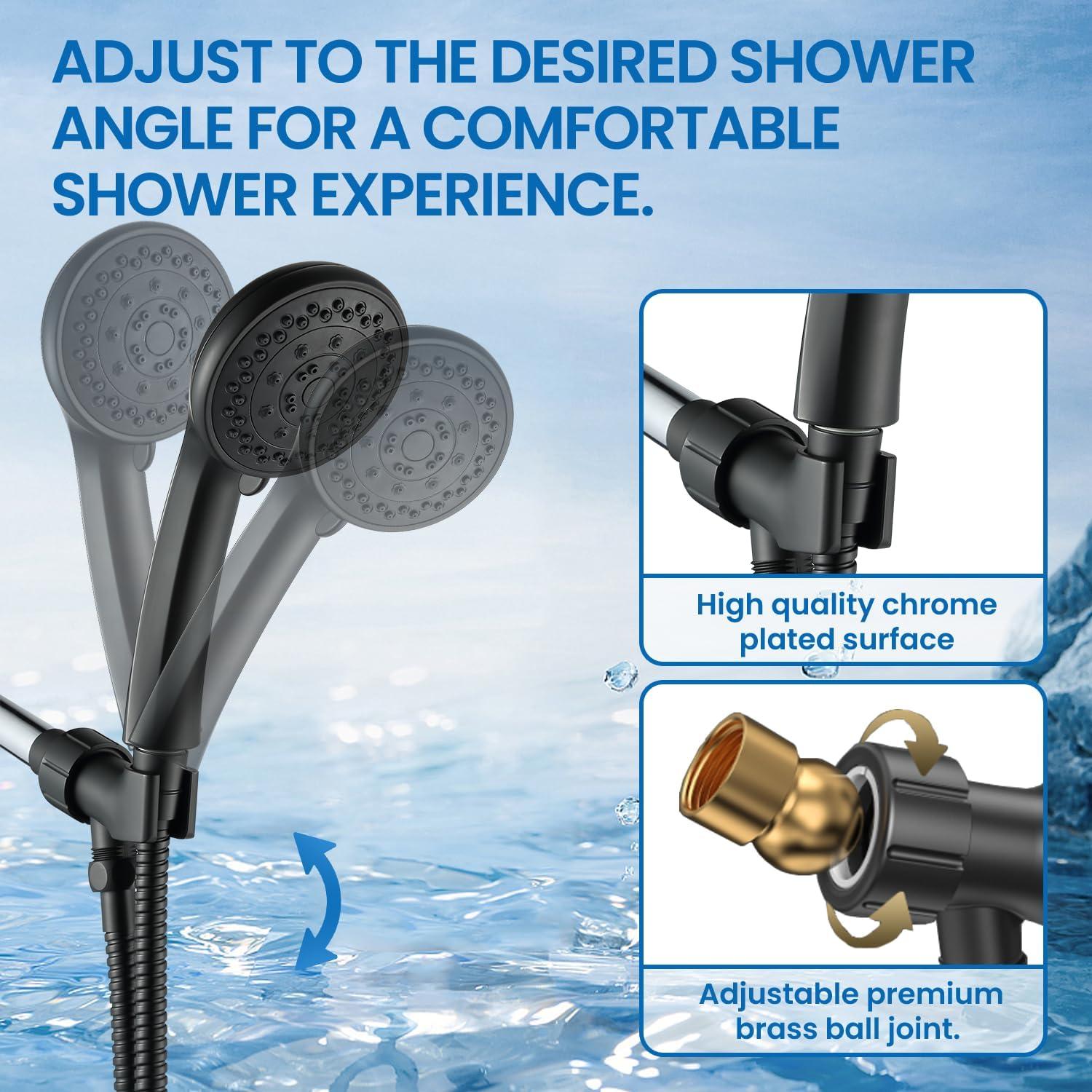 Cabezal de Ducha Axioblis 5 Funciones Alta Presión Negro Mate