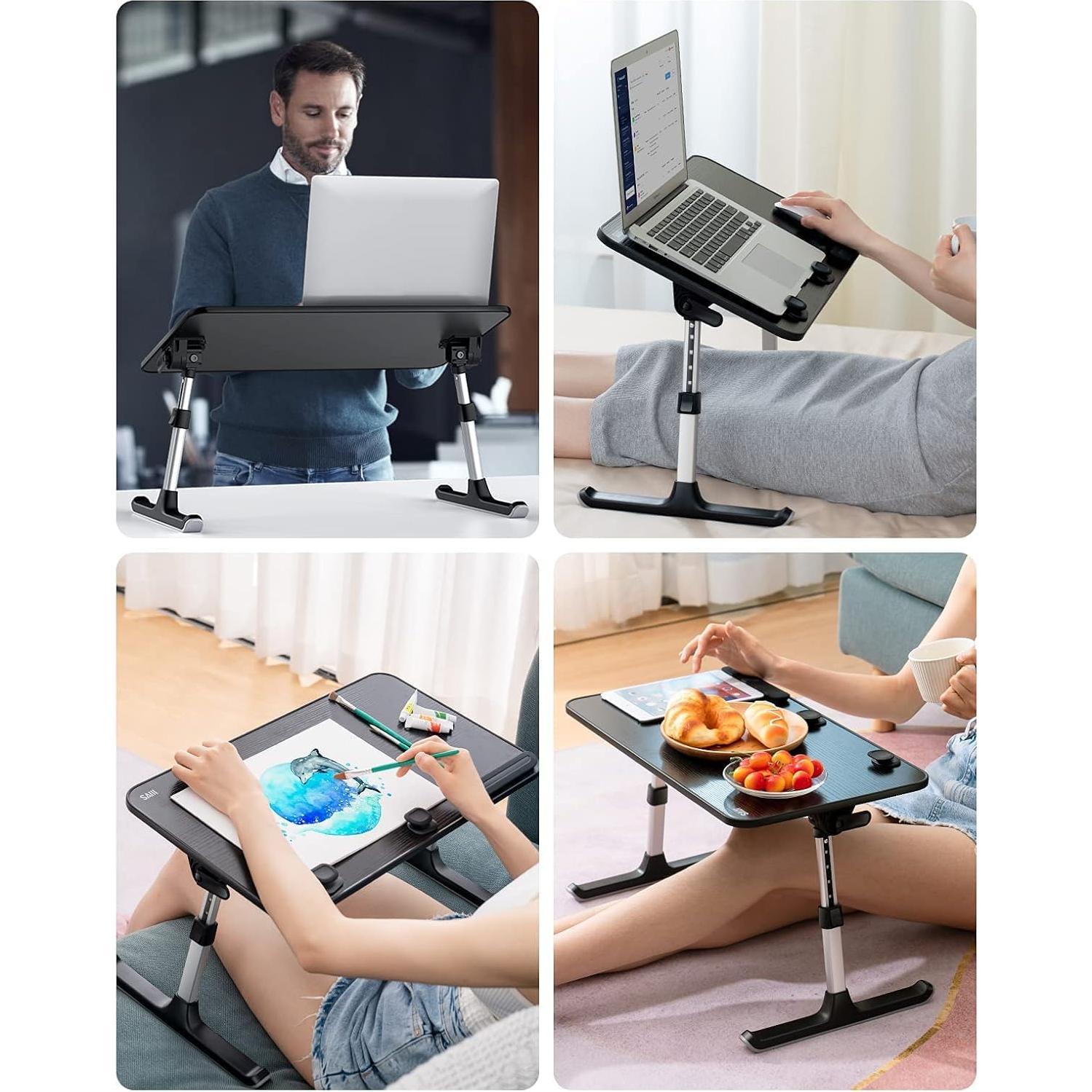 Mesa de Laptop Ajustable SAIJI Plegable 52.1x30 cm Negra
