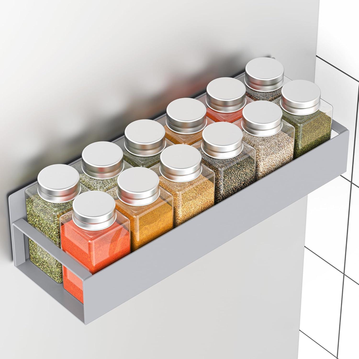 Estante de Especias Magnético Hleelomi 4 Piezas Gris