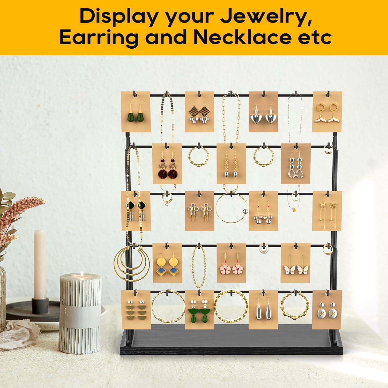 Exhibidor de Joyería ORLESS Negro con 35 Ganchos y 70 Compartimentos