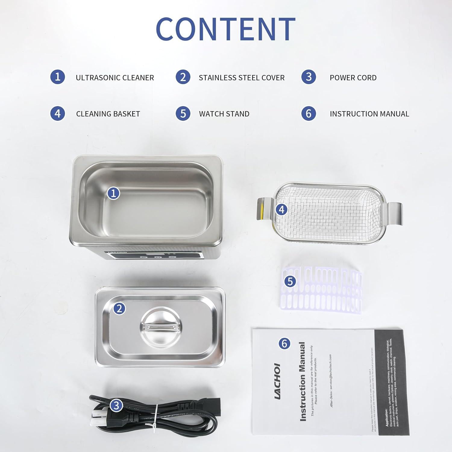 Limpiador ultrasónico LACHOI 800ml digital 40kHz acero inoxidable