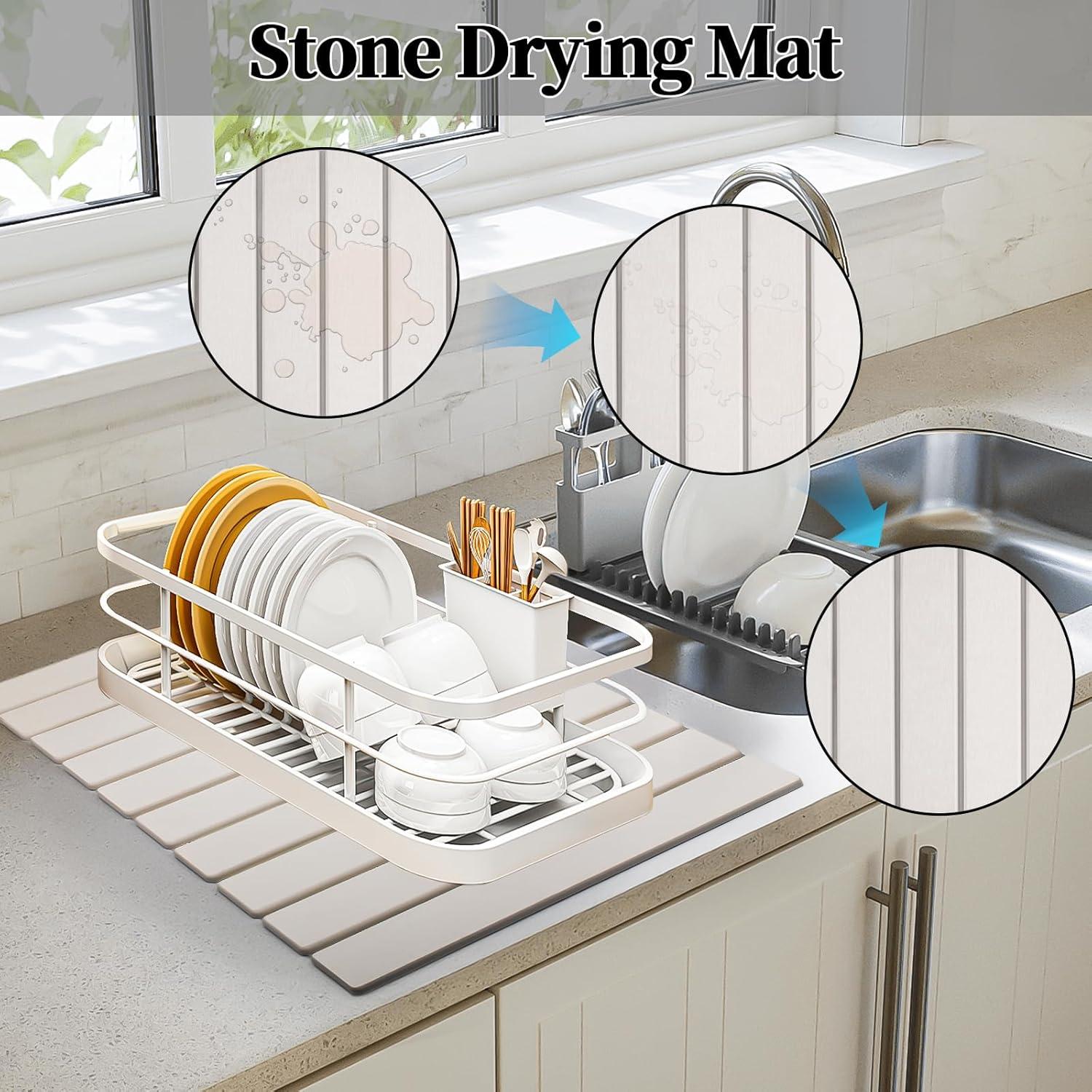 Alfombrilla de Secado de Platos Diatomita Ecológica 61x41cm Blanca