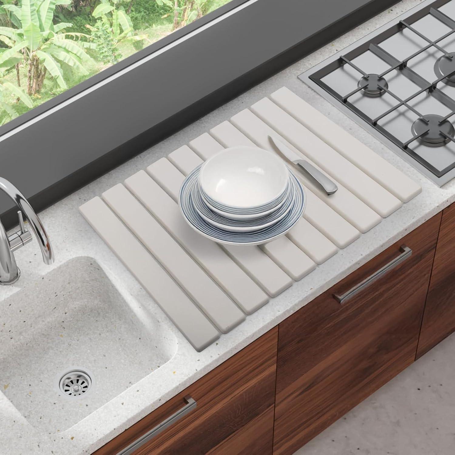 Alfombrilla de Secado de Platos Diatomita Ecológica 61x41cm Blanca