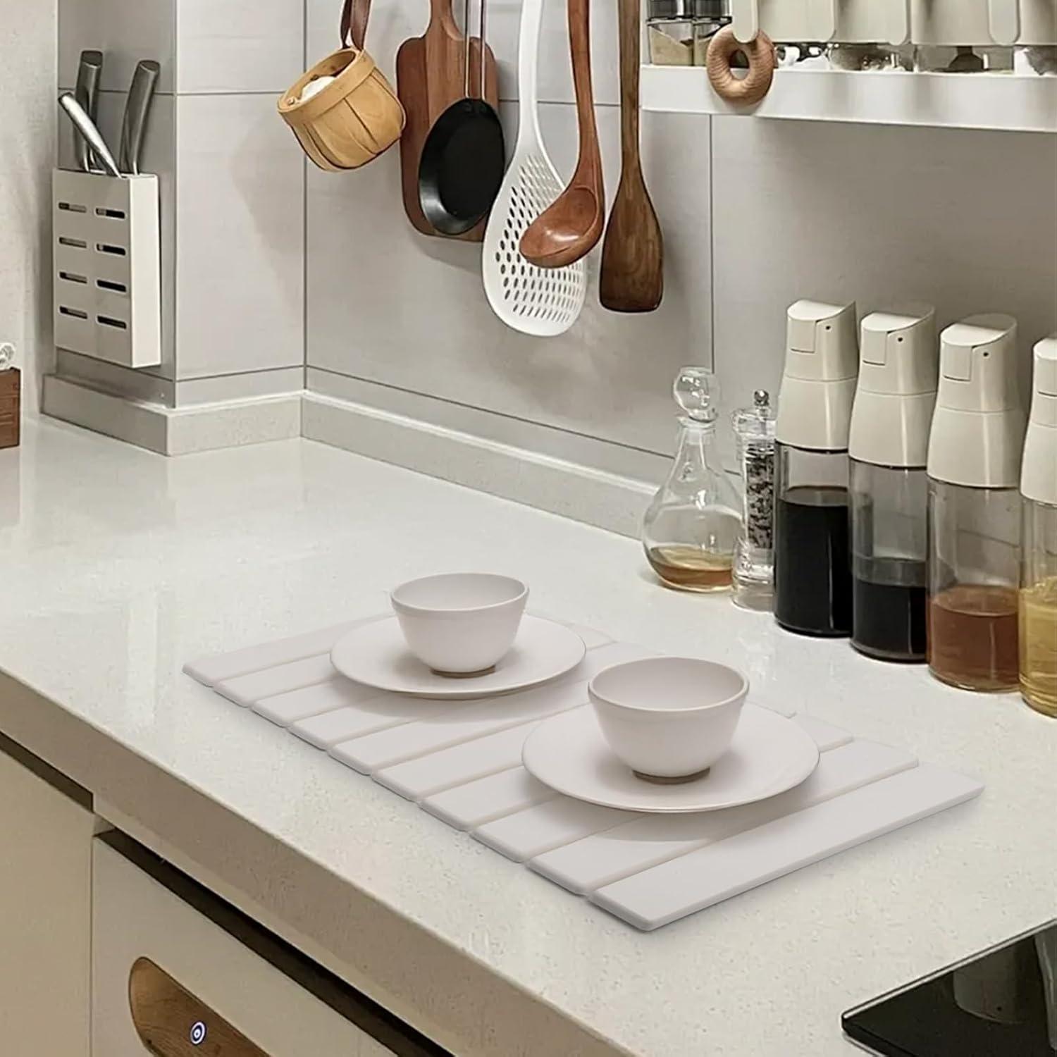 Alfombrilla de Secado de Platos Diatomita Ecológica 61x41cm Blanca