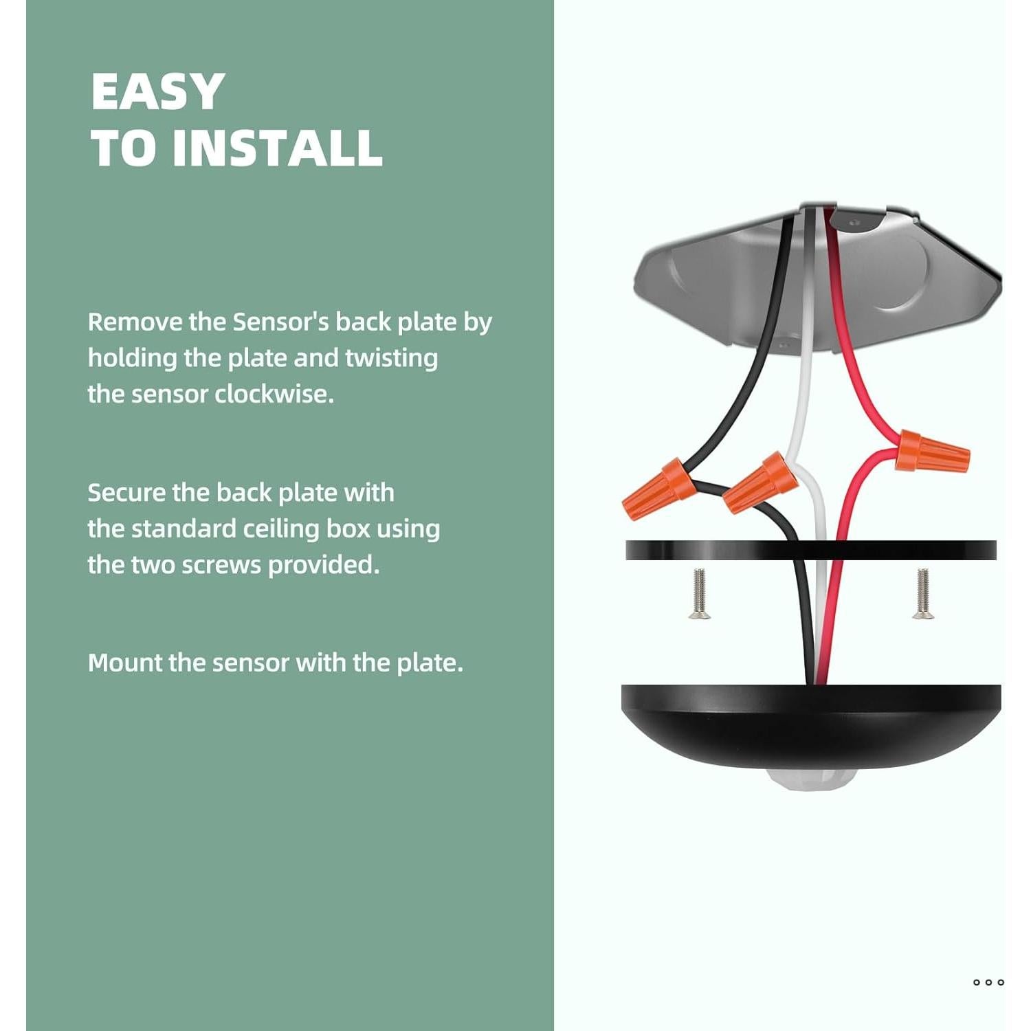 Sensor de Movimiento ECOELER PIR 360° Techo Negro 173.6g