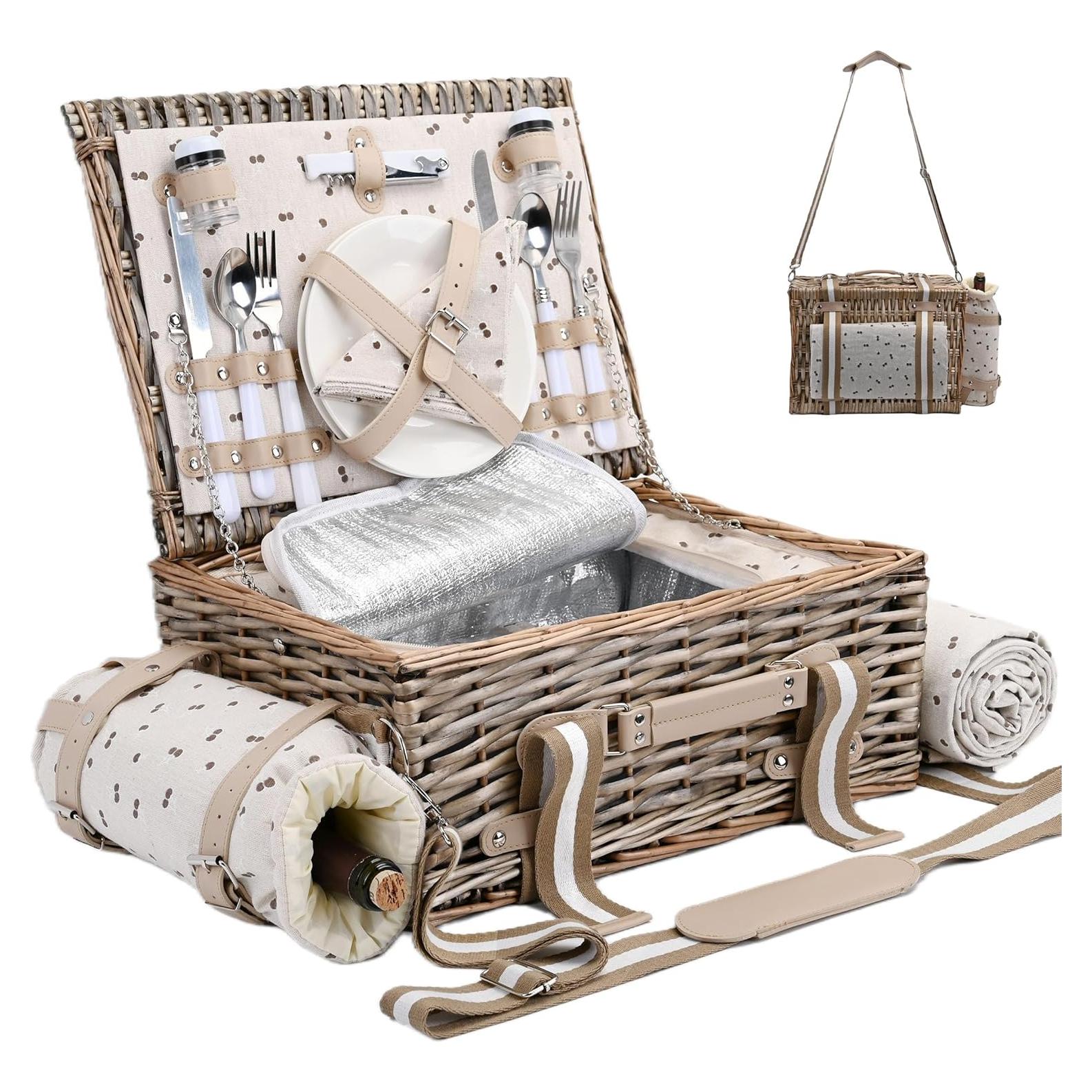 Juego de Cesta de Picnic SatisInside 19 Piezas para 2 Personas